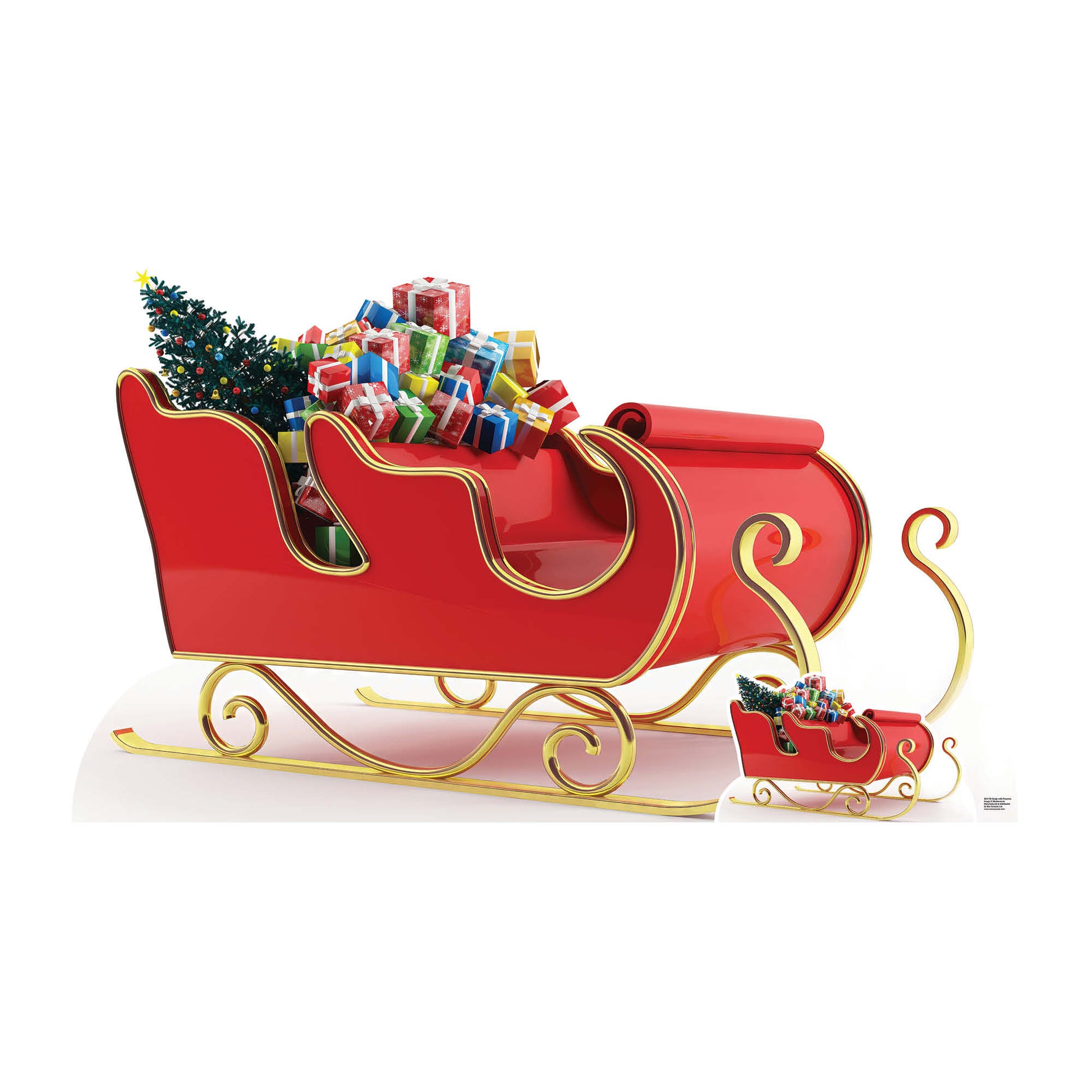Christmas Santa Claus Father Christmas Sleigh with Presents Cardboard Cutout - mycardboardcutout