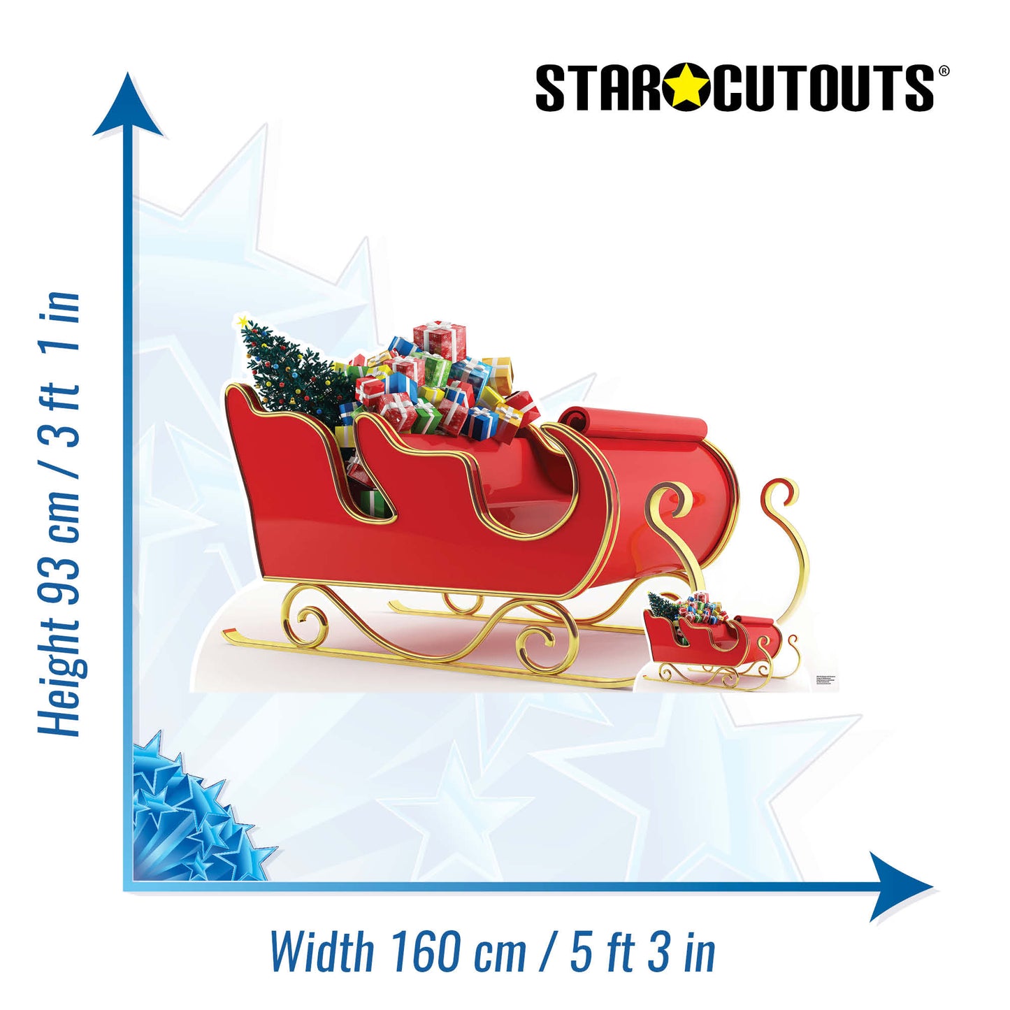 Christmas Santa Claus Father Christmas Sleigh with Presents Cardboard Cutout - mycardboardcutout