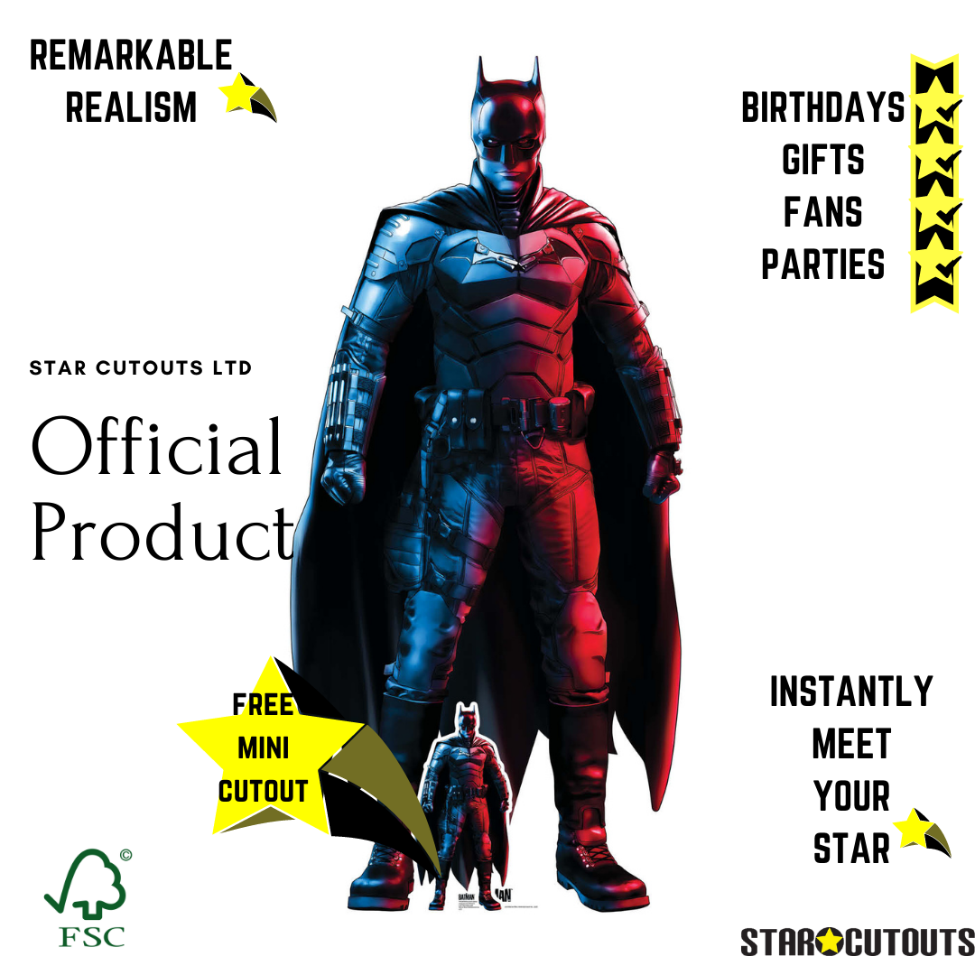 Batman Red Blue Robert Pattinson Greatest Superhero Lifesize Cardboard Cutout - mycardboardcutout