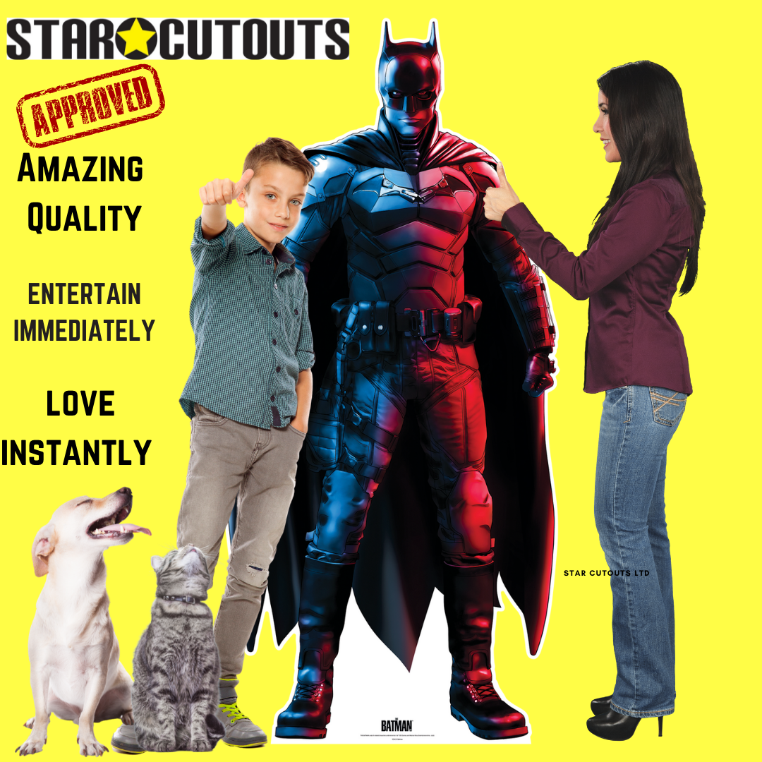 Batman Red Blue Robert Pattinson Greatest Superhero Lifesize Cardboard Cutout - mycardboardcutout