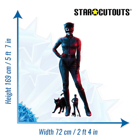 Catwoman Red Blue Zoe Kravitz Greatest Superhero Red Blue Lifesize Cardboard Cutout - mycardboardcutout