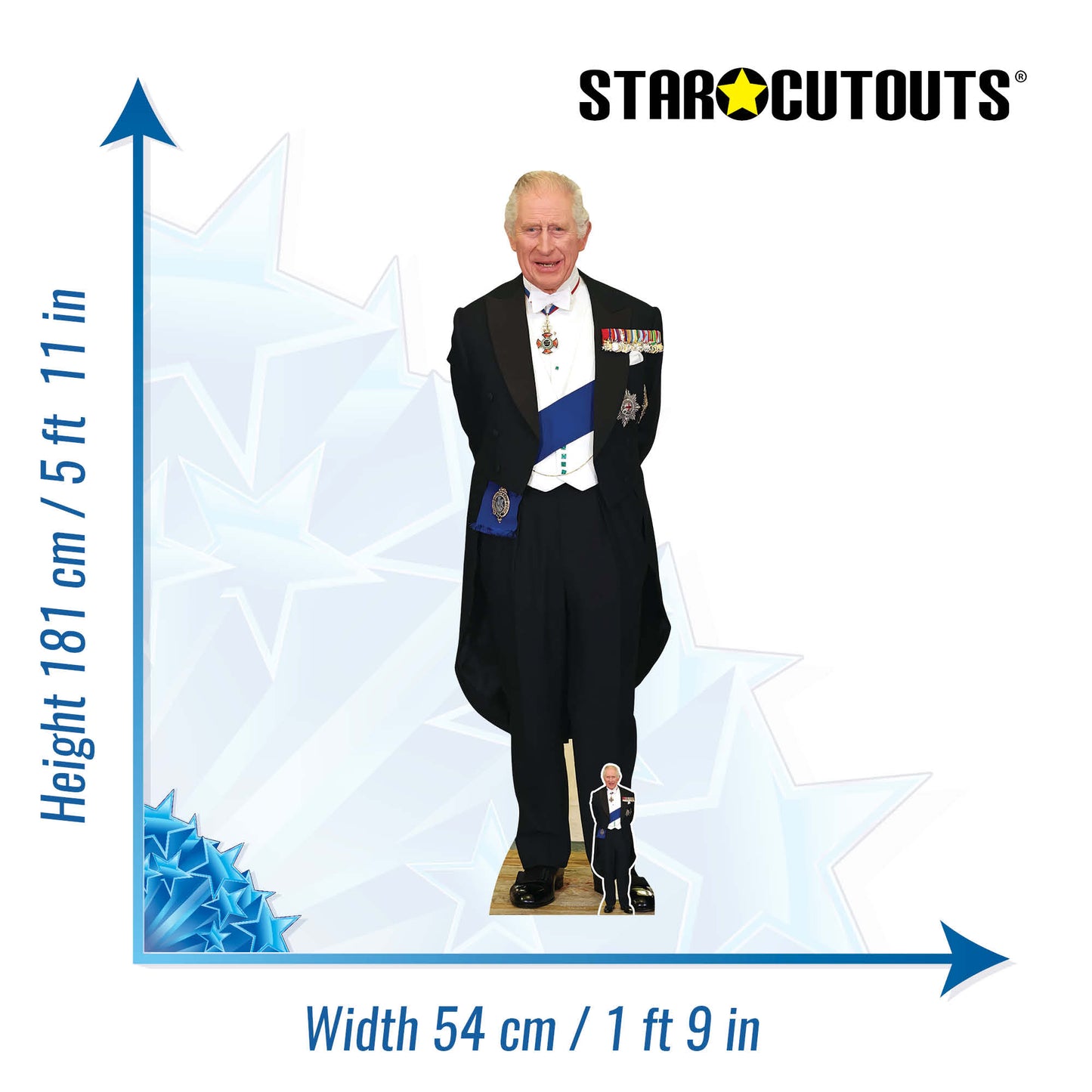 King Charles with Medals Cardboard Cutout