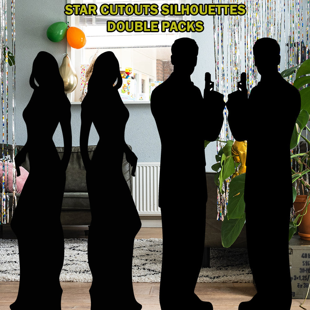 Secret Agent Male and Female Double Black Silhouette Cutout - mycardboardcutout