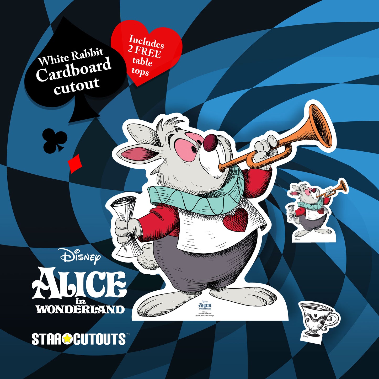 Vintage Alice in Wonderland White Rabbit Star Mini Cardboard Cutout