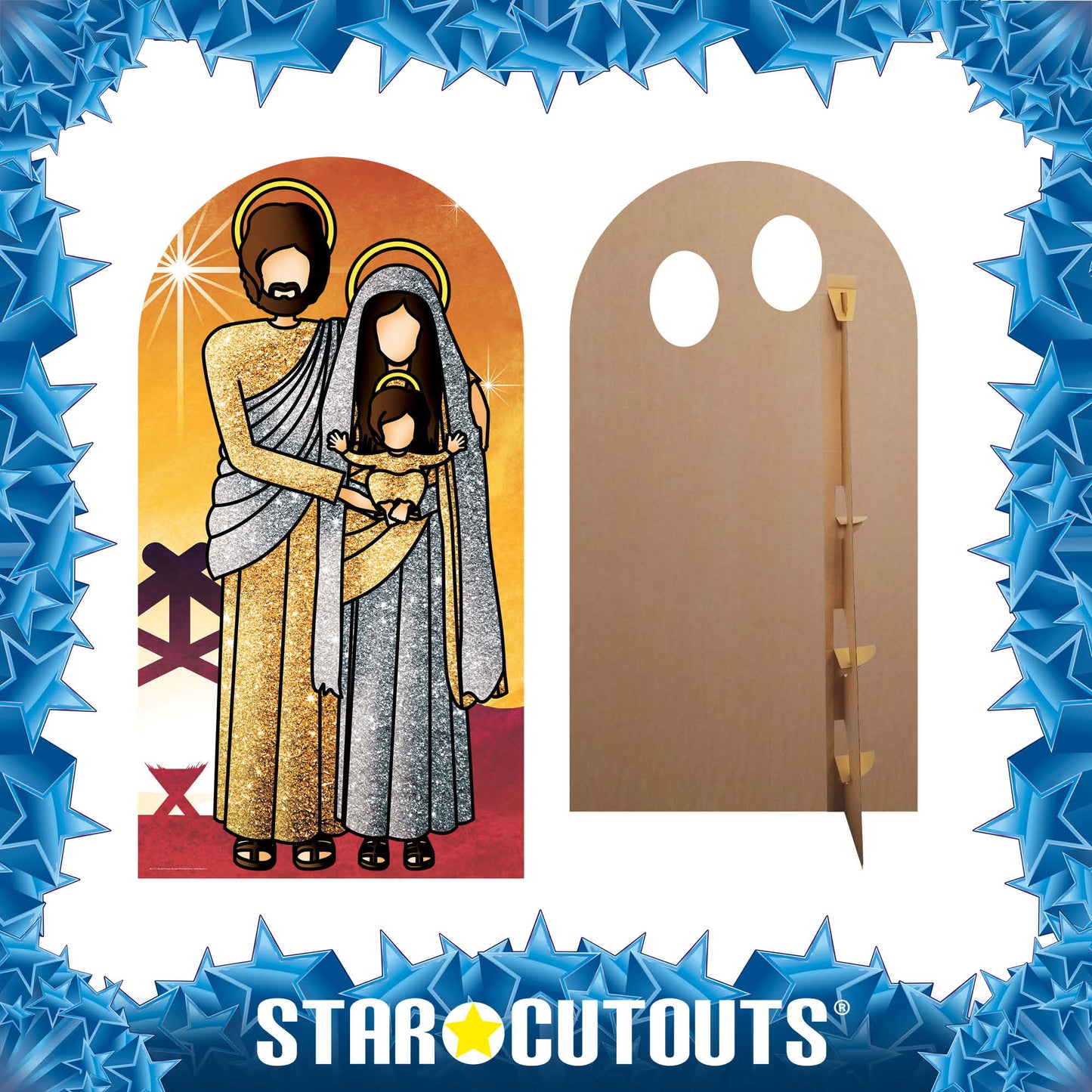 Nativity Family Stand In Chrismas Theme Gold Cardboard Cutout - mycardboardcutout