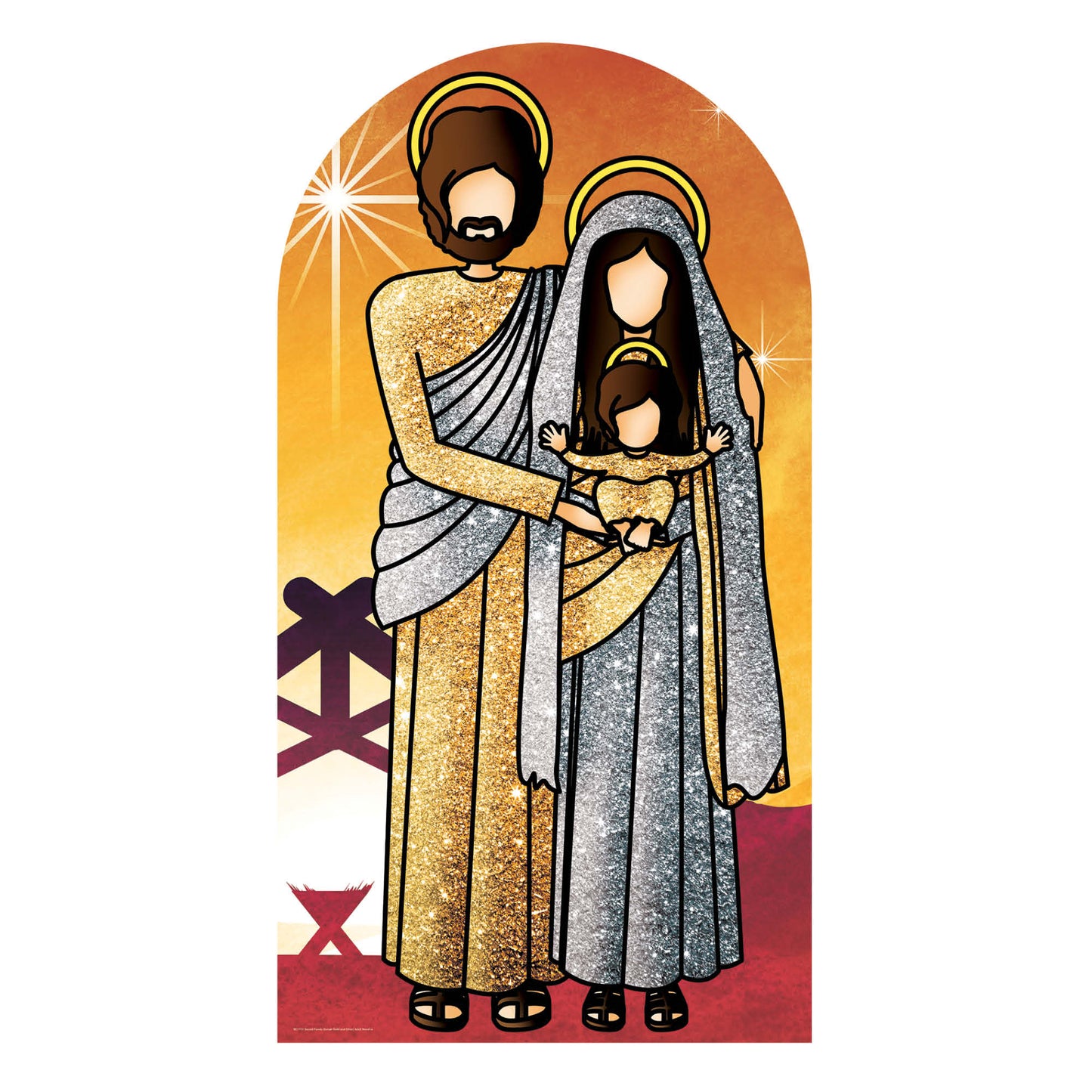 Nativity Family Stand In Chrismas Theme Gold Cardboard Cutout - mycardboardcutout