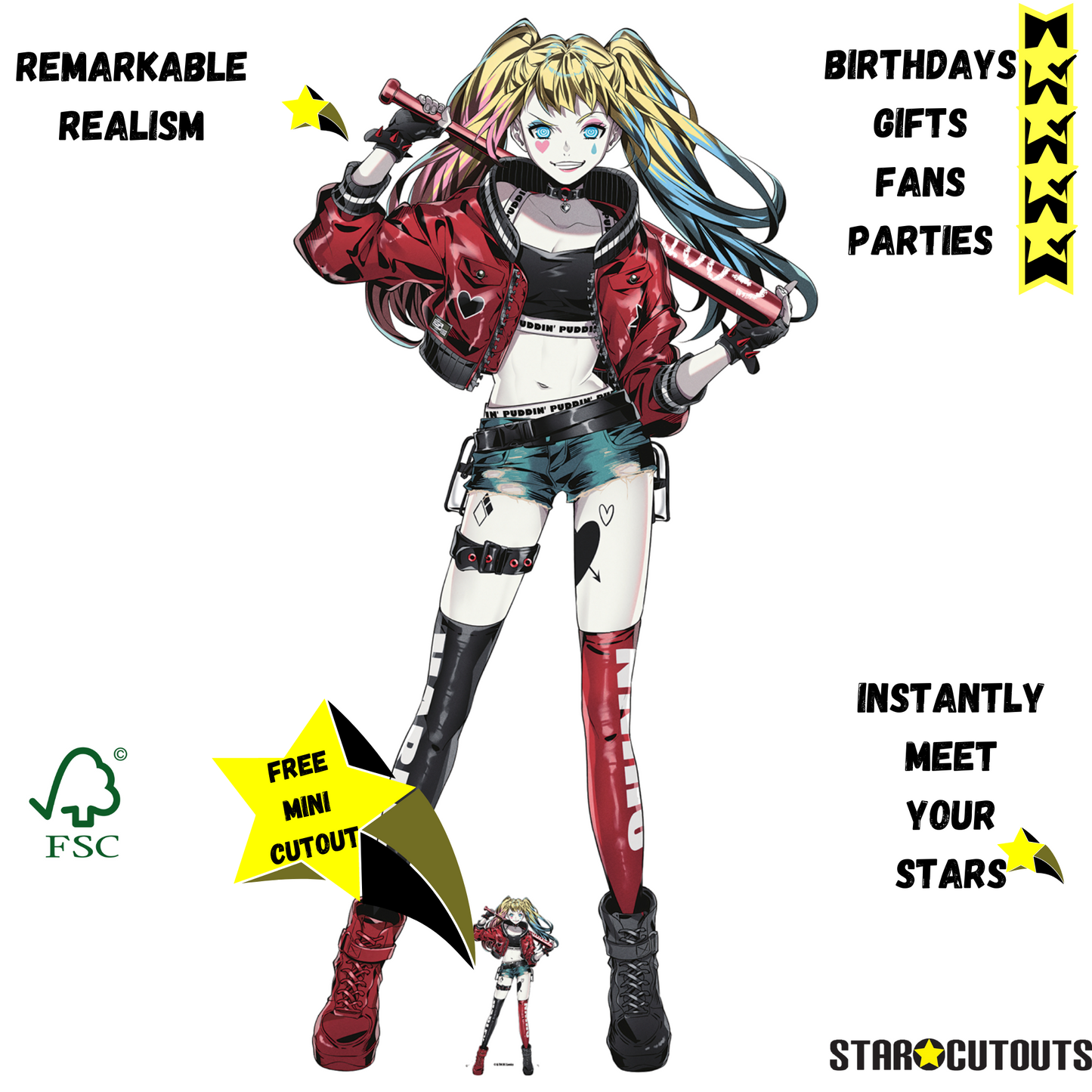 Harley Quinn Anime Style Cardboard Cutout - mycardboardcutout