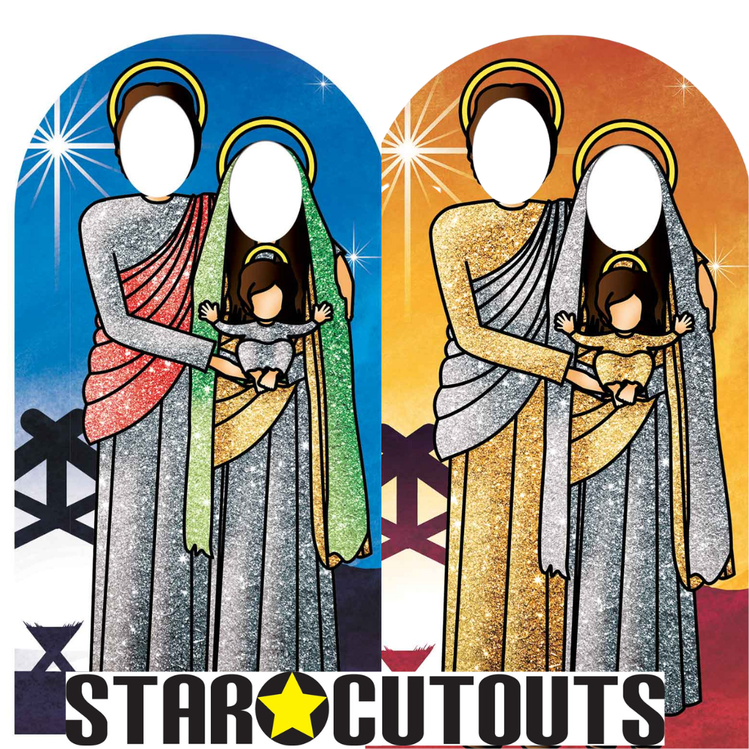 Nativity Family Stand In Chrismas Theme Gold Cardboard Cutout - mycardboardcutout