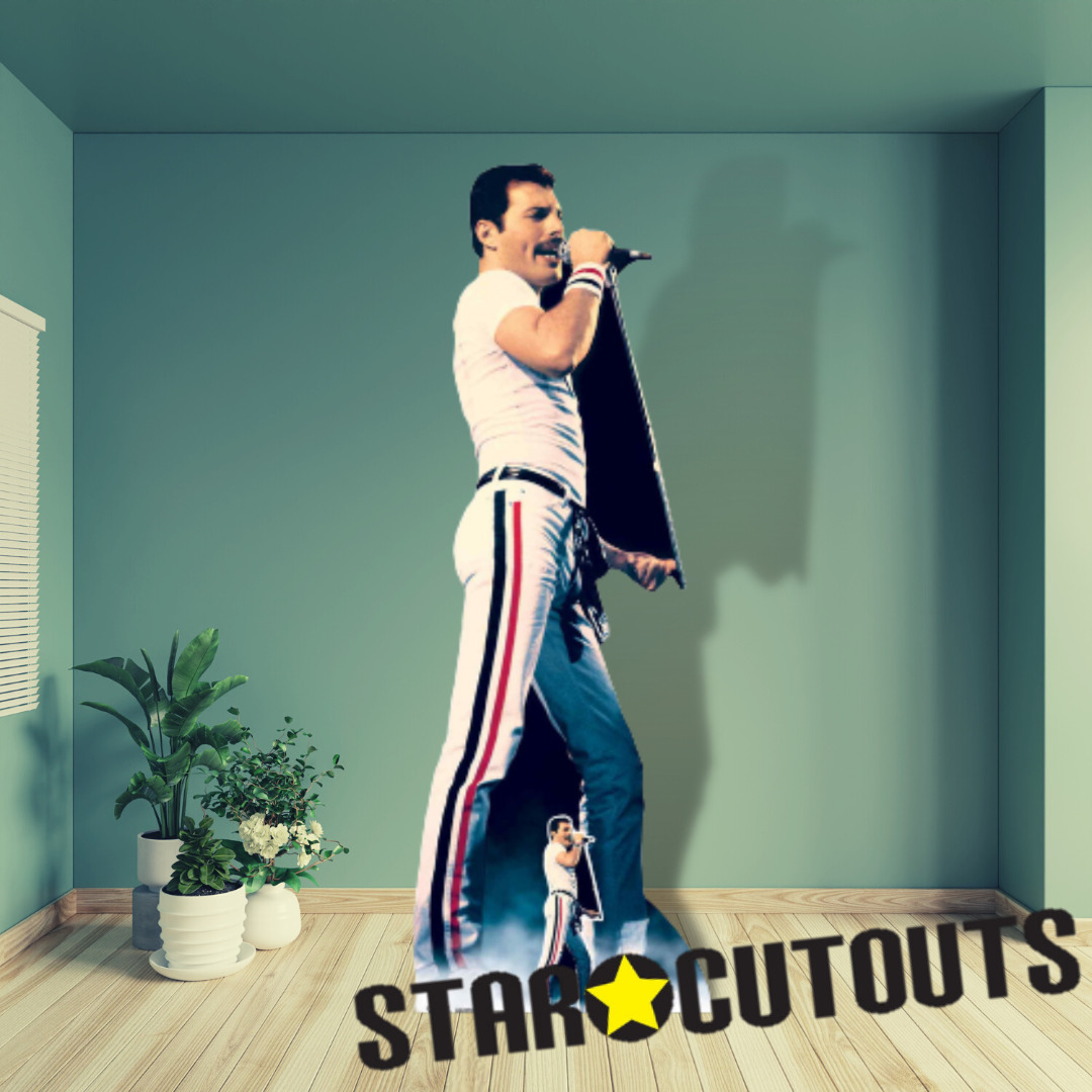 Freddie Mercury Cardboard Cutouts Colour Performing Live - mycardboardcutout