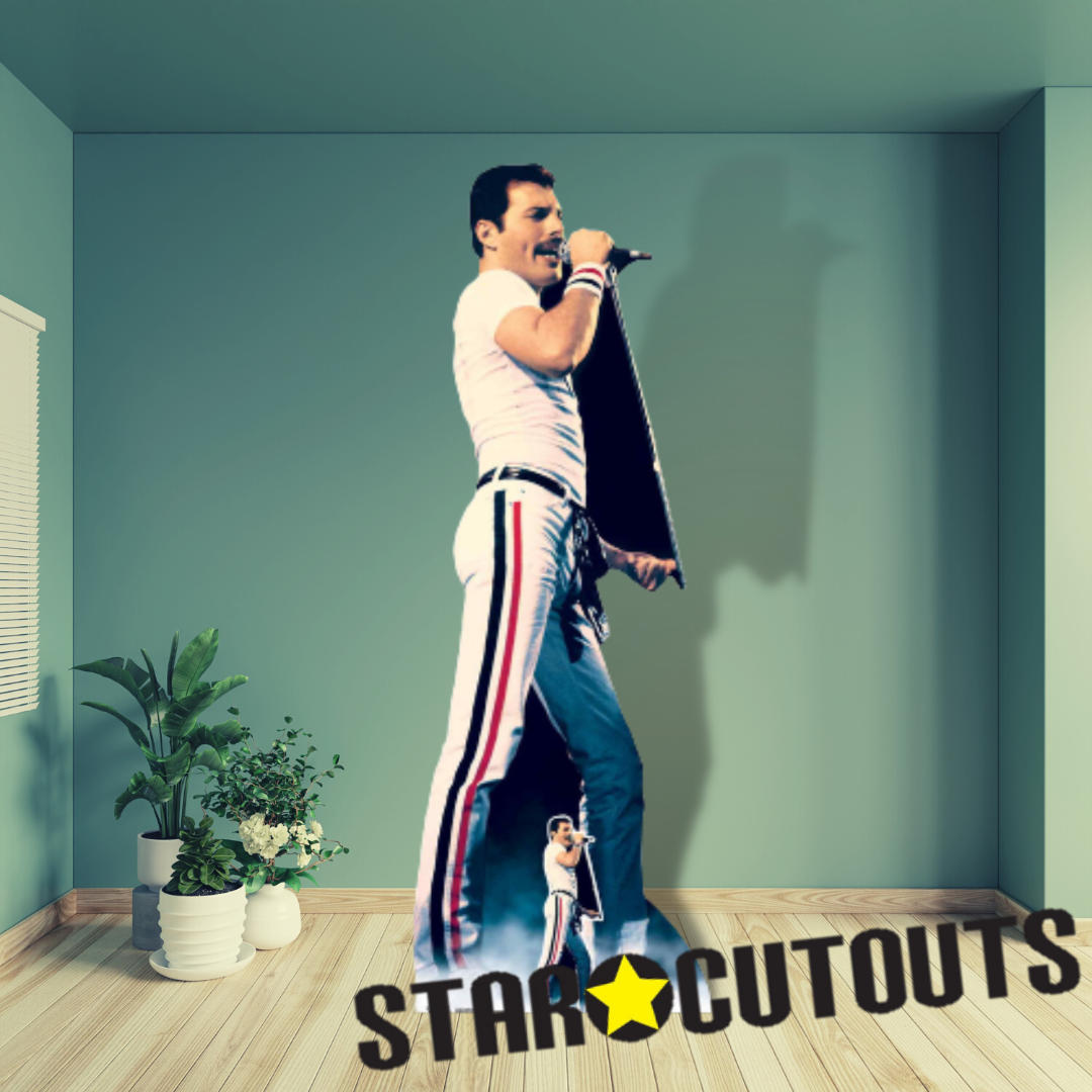 Freddie Mercury Cardboard Cutouts Colour Performing Live
