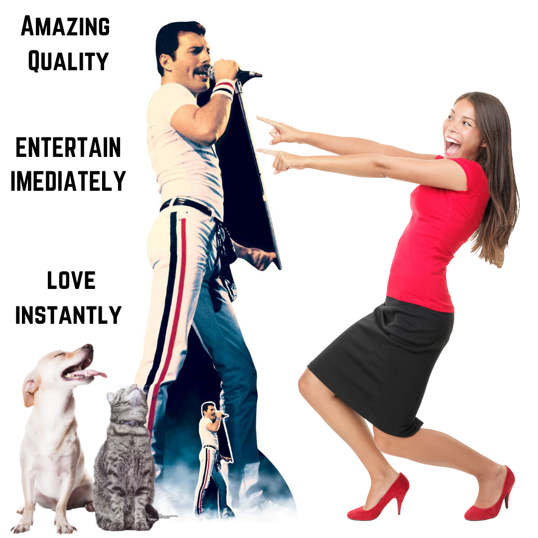 Freddie Mercury Cardboard Cutouts Colour Performing Live - mycardboardcutout