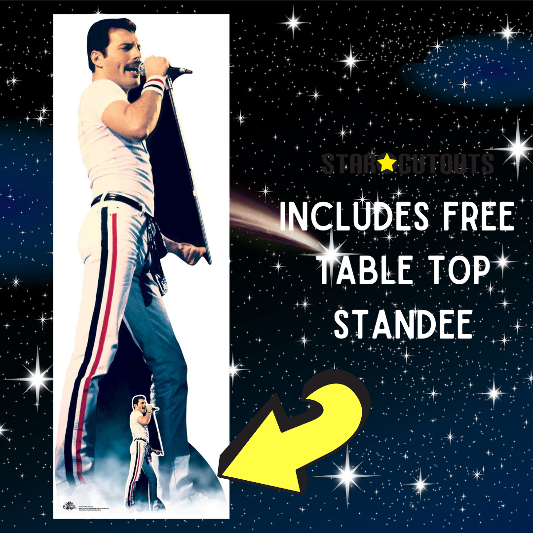Freddie Mercury Cardboard Cutouts Colour Performing Live - mycardboardcutout