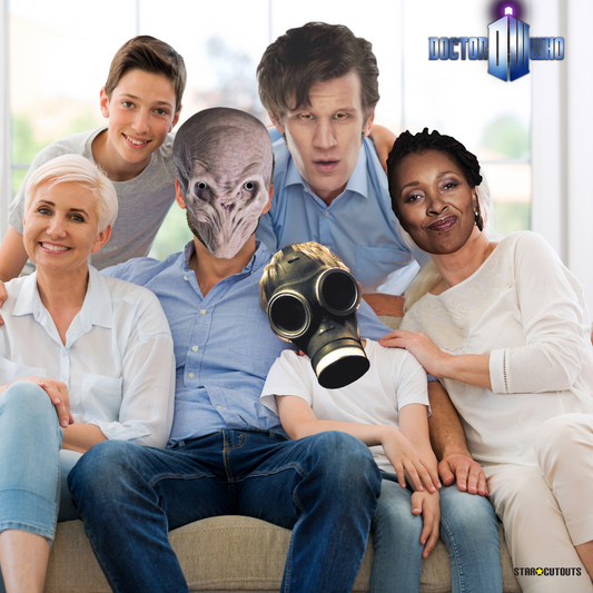 Doctor Who - Monster Masks, Party 6 Pack (Cyberman, Smiler, Davros, Weeping Angel, Empty Child & Silent) - mycardboardcutout