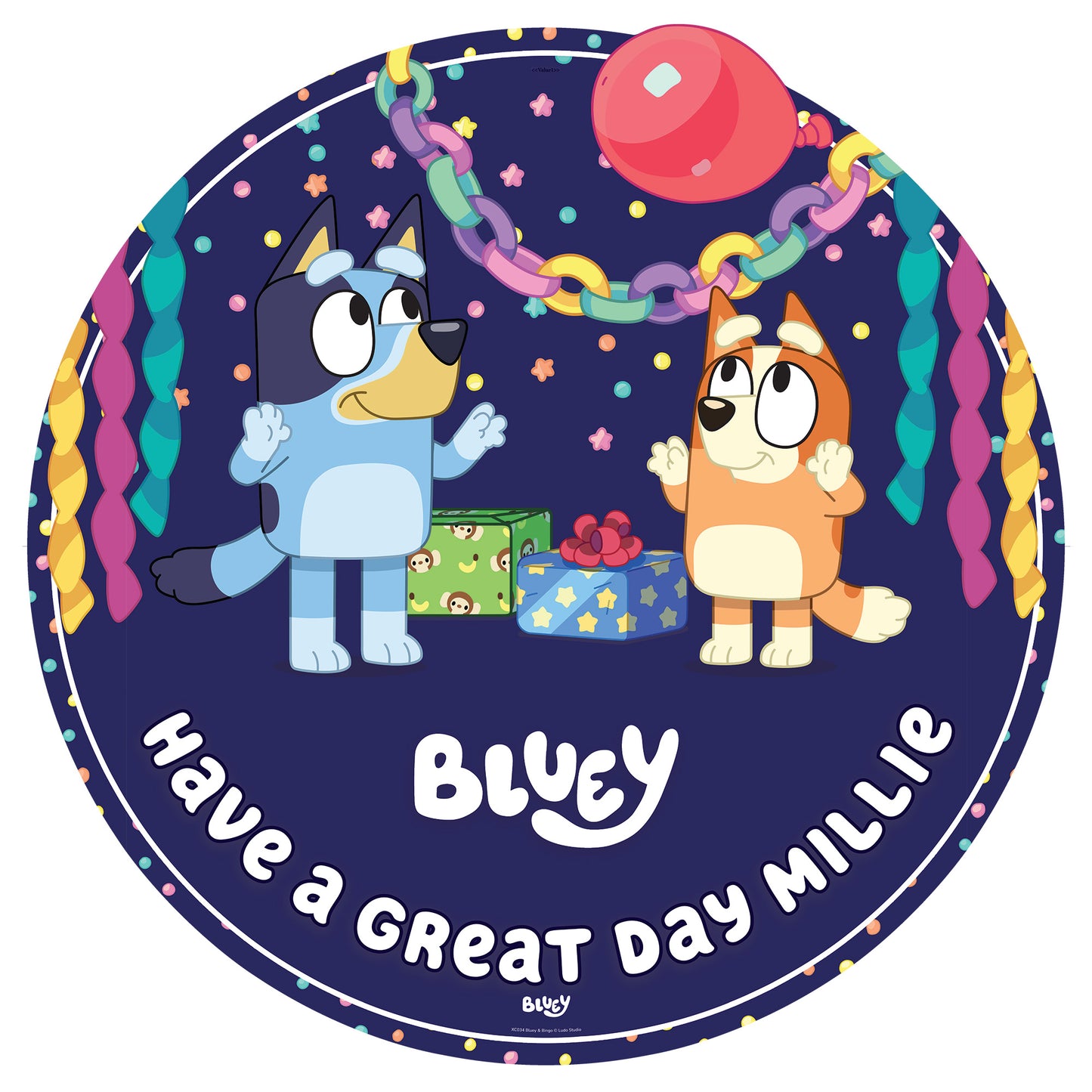 XC034-C-M-003 Bluey Purple Cardboard Personalised Sign Balloon Theme Height 76 cm Width 76 cm