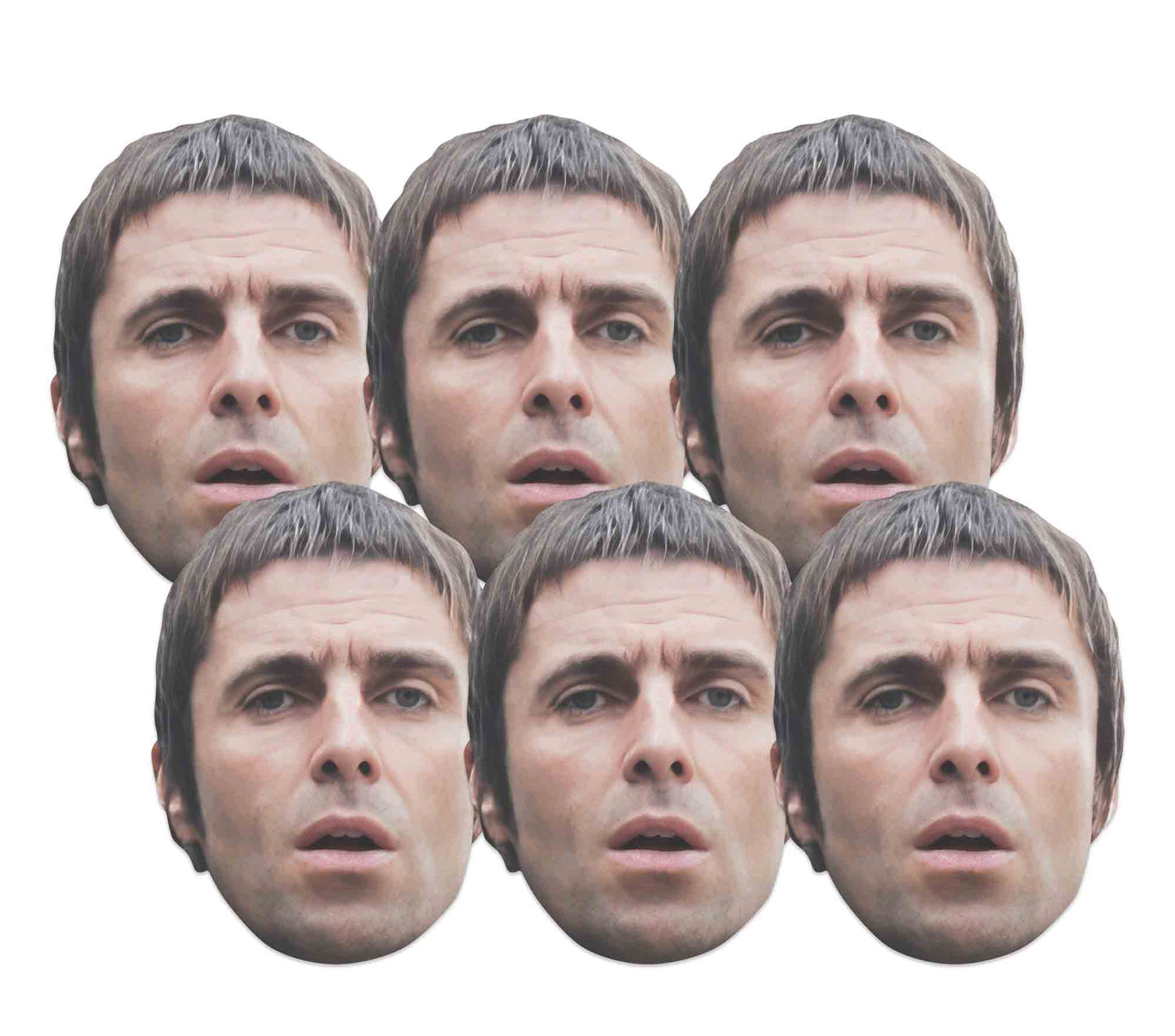 CMP004 Liam Gallagher Masks Six Pack Cardboard Face Masks With Tabs and Elastic - mycardboardcutout