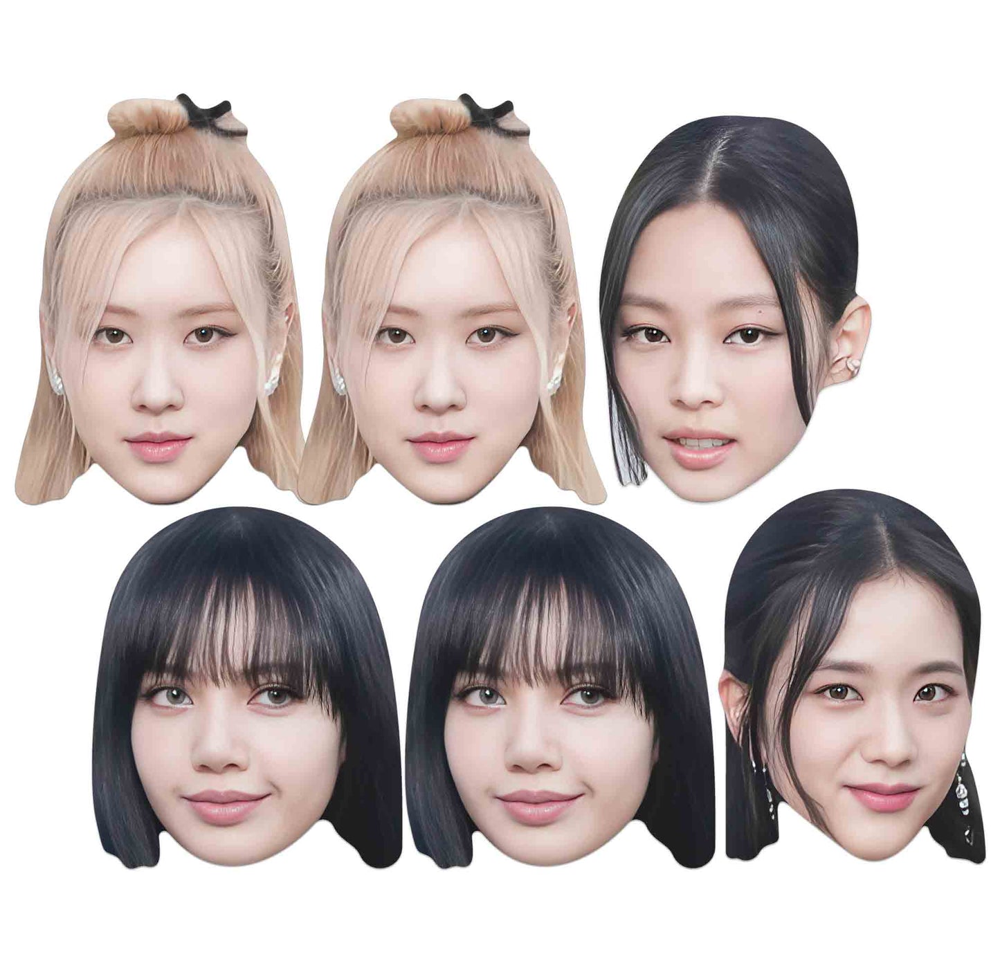 CMP13 Black Pink  Six Cardboard Face Masks - 2 x Rose 2 x Lisa 1 x  Jennie  1 x Jisoo