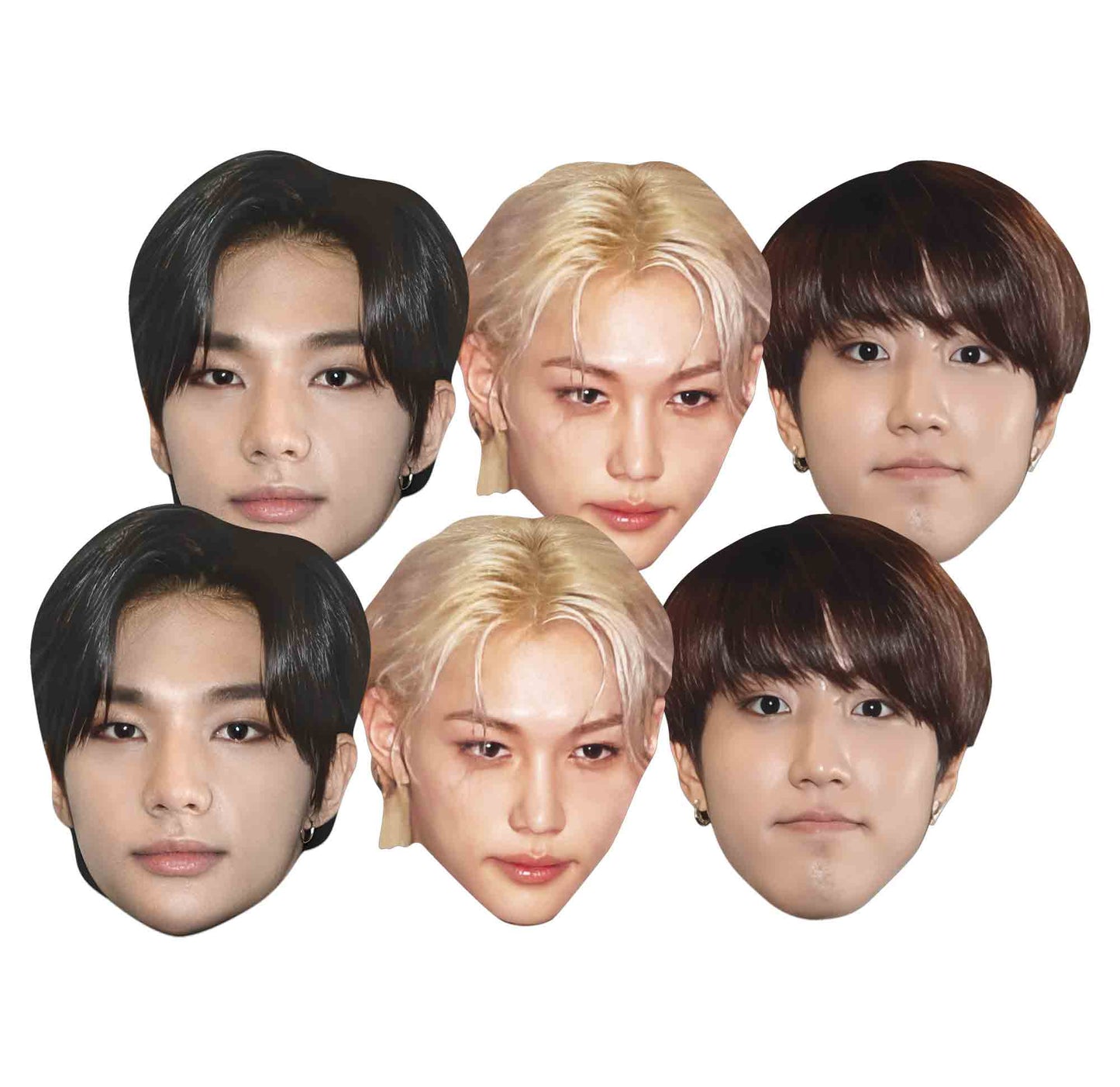 CMP21 Stray Kids  Six Cardboard Face Masks  - 2 x Felix, 2 x Han, 2 x Hyunjin