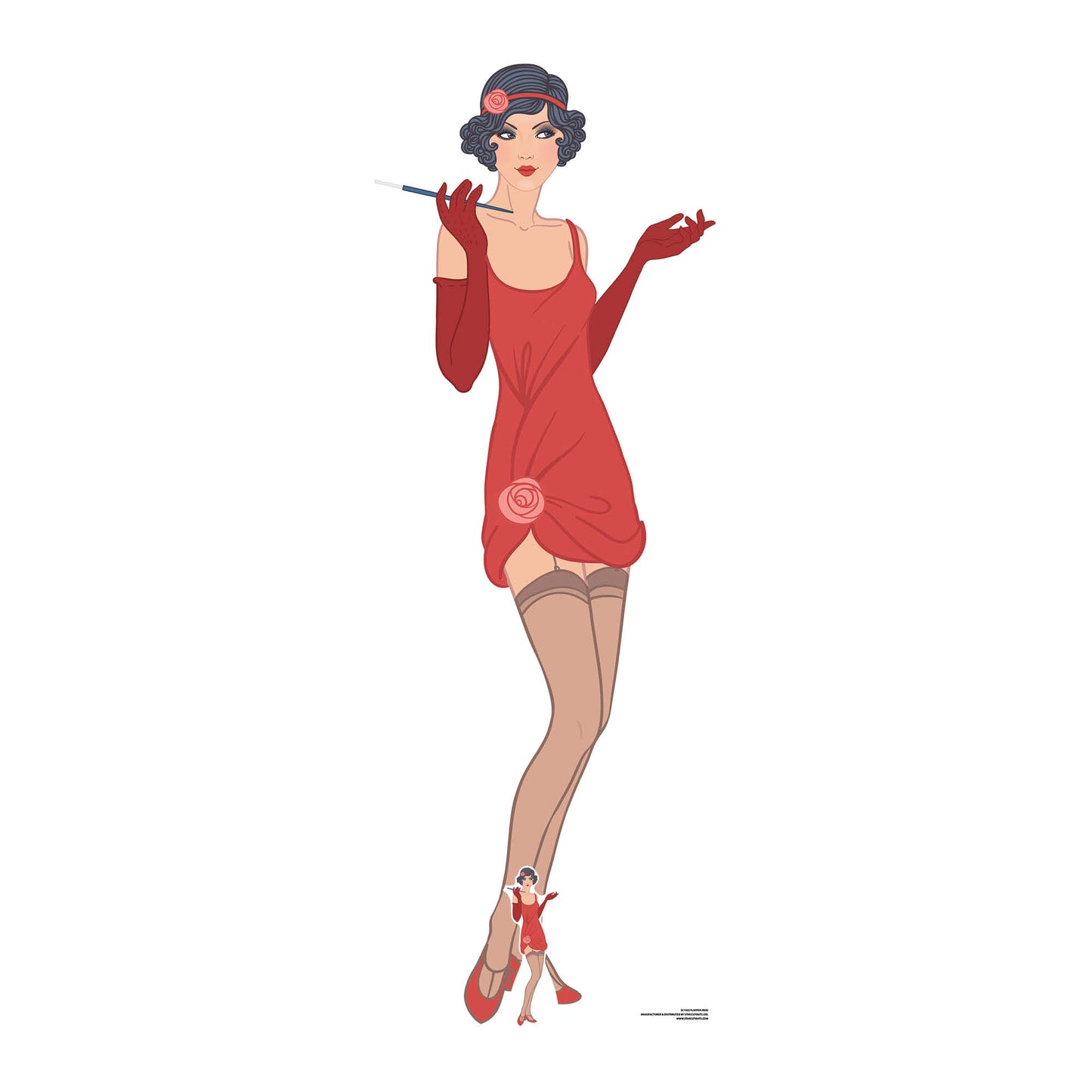 SC1022 Gatsby 1920s Red Flapper Girl Cardboard Cut Out Height 178cm