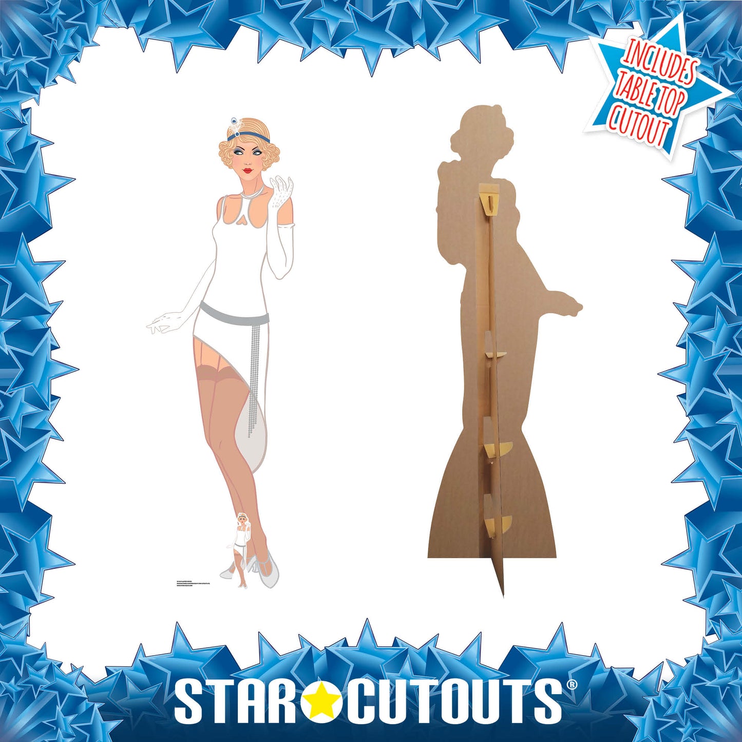 SC1024 Gatsby 1920s White Flapper Girl Cardboard Cut Out Height 178cm