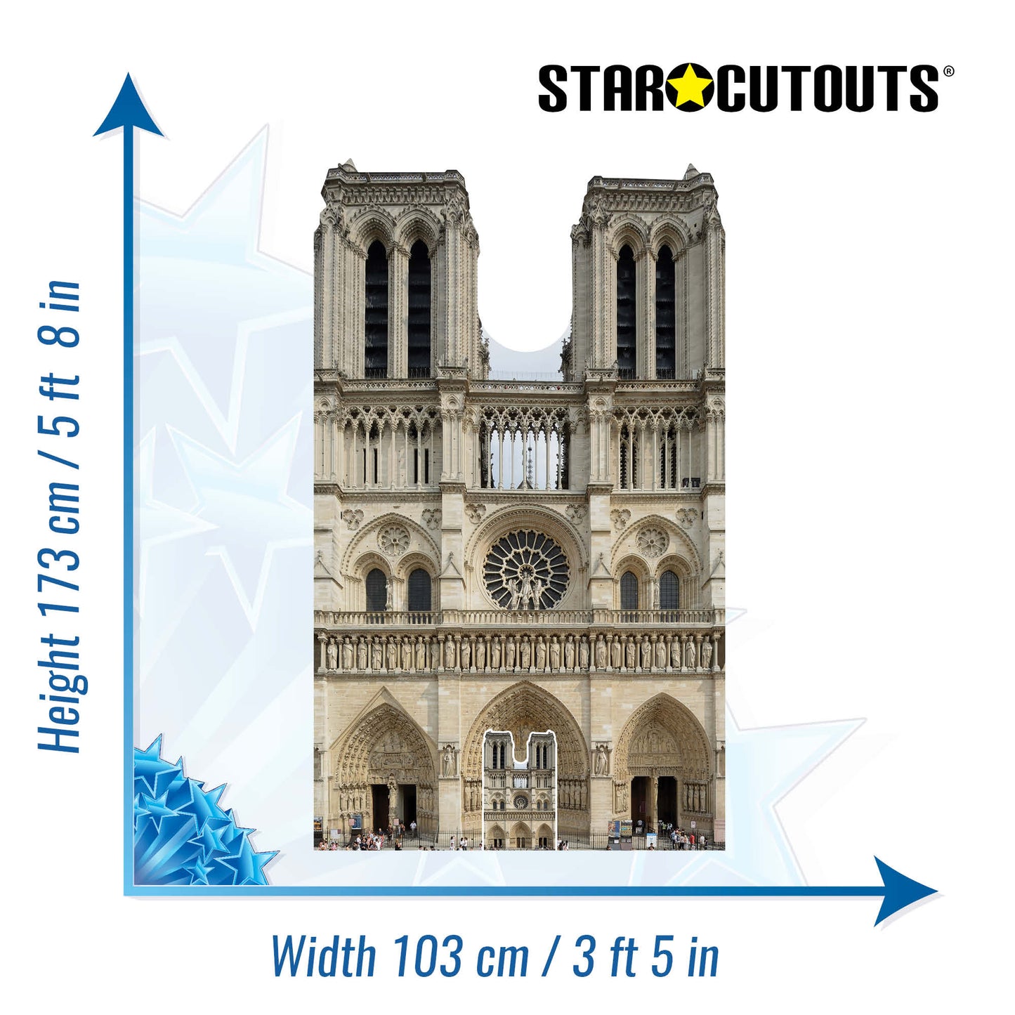 SC1358 Notre-Dame French Cathedral Cardboard Cut Out Height 173cm