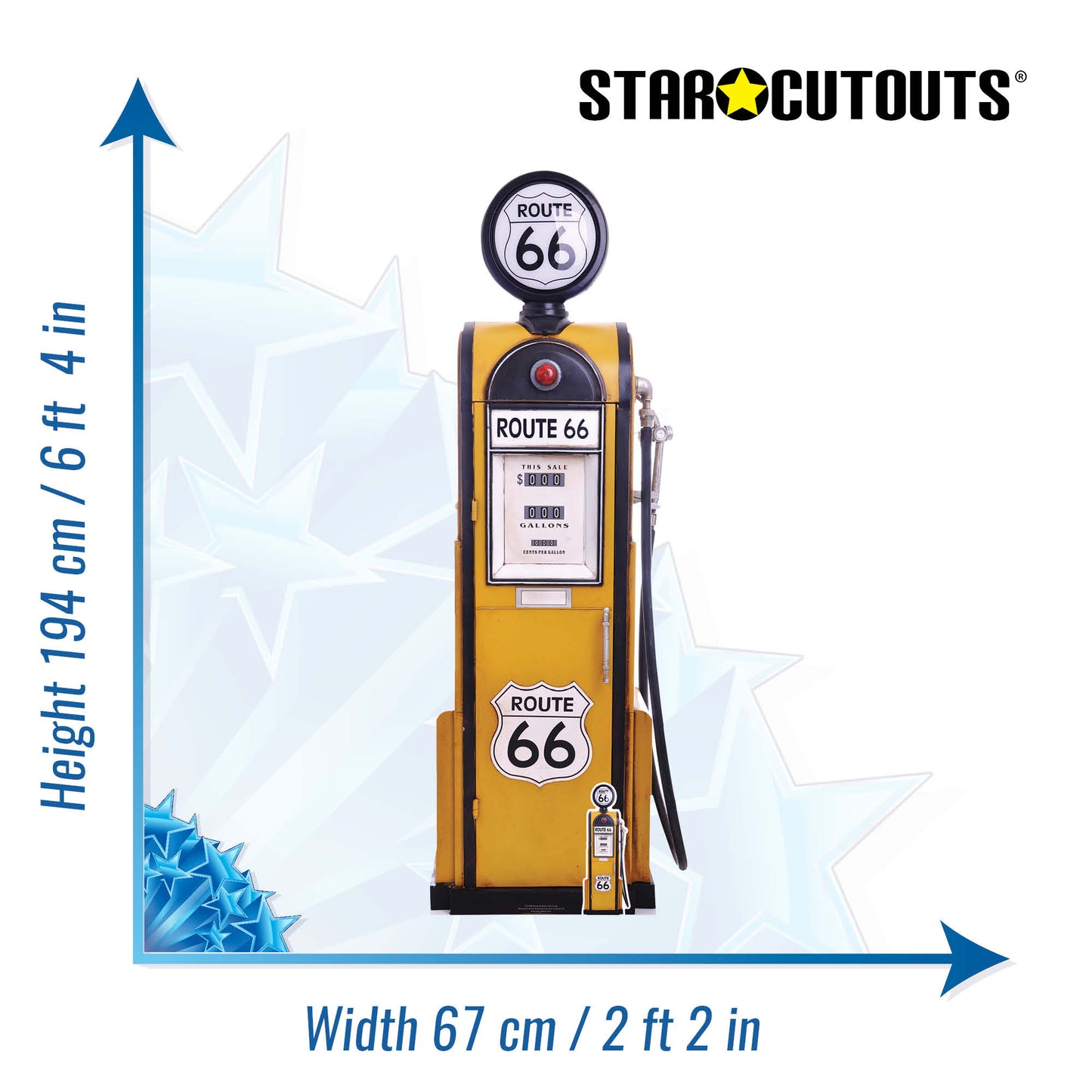 SC1398 Route 66 Gas Pump Cardboard Cut Out Height 194cm