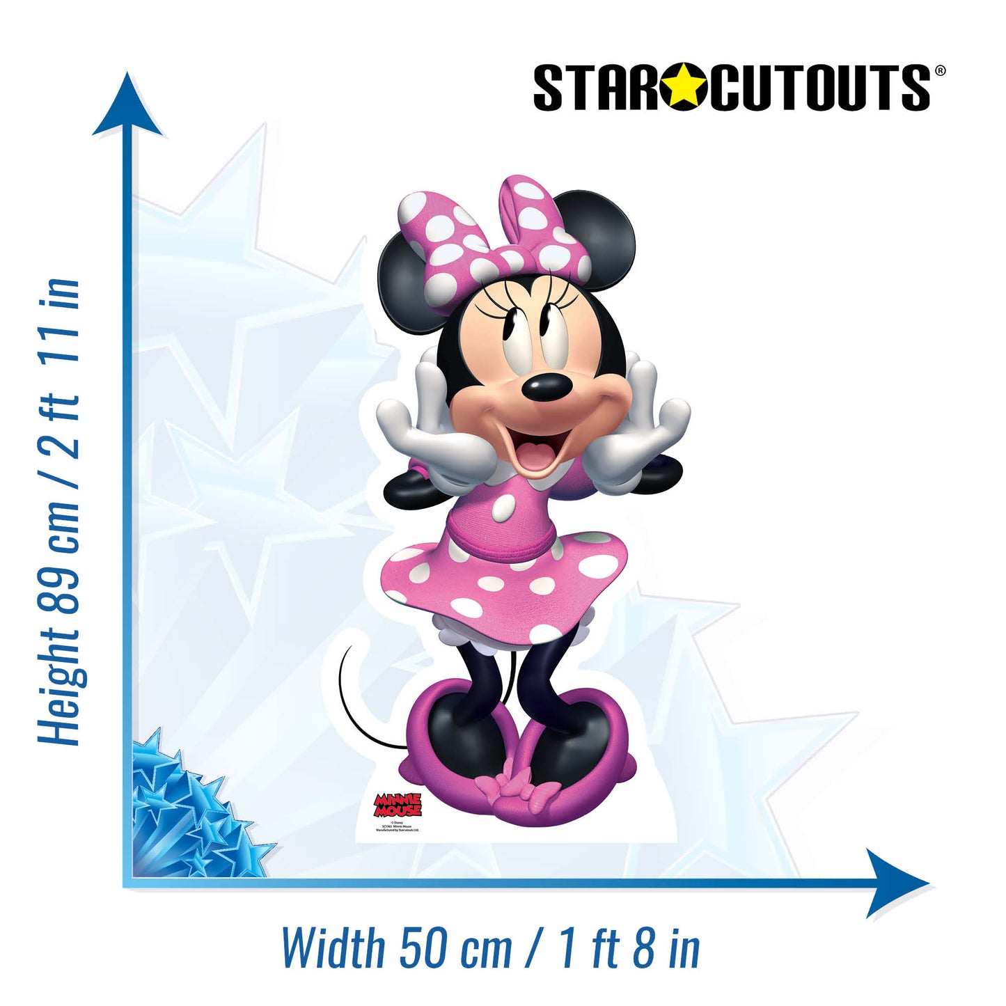 Minnie Mouse Happy Cardboard Cut Out Height 89cm