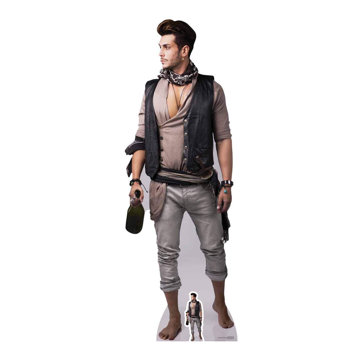 SC2042 Male Pirate with Bottle of Rum Cardboard Cut Out Height 180cm