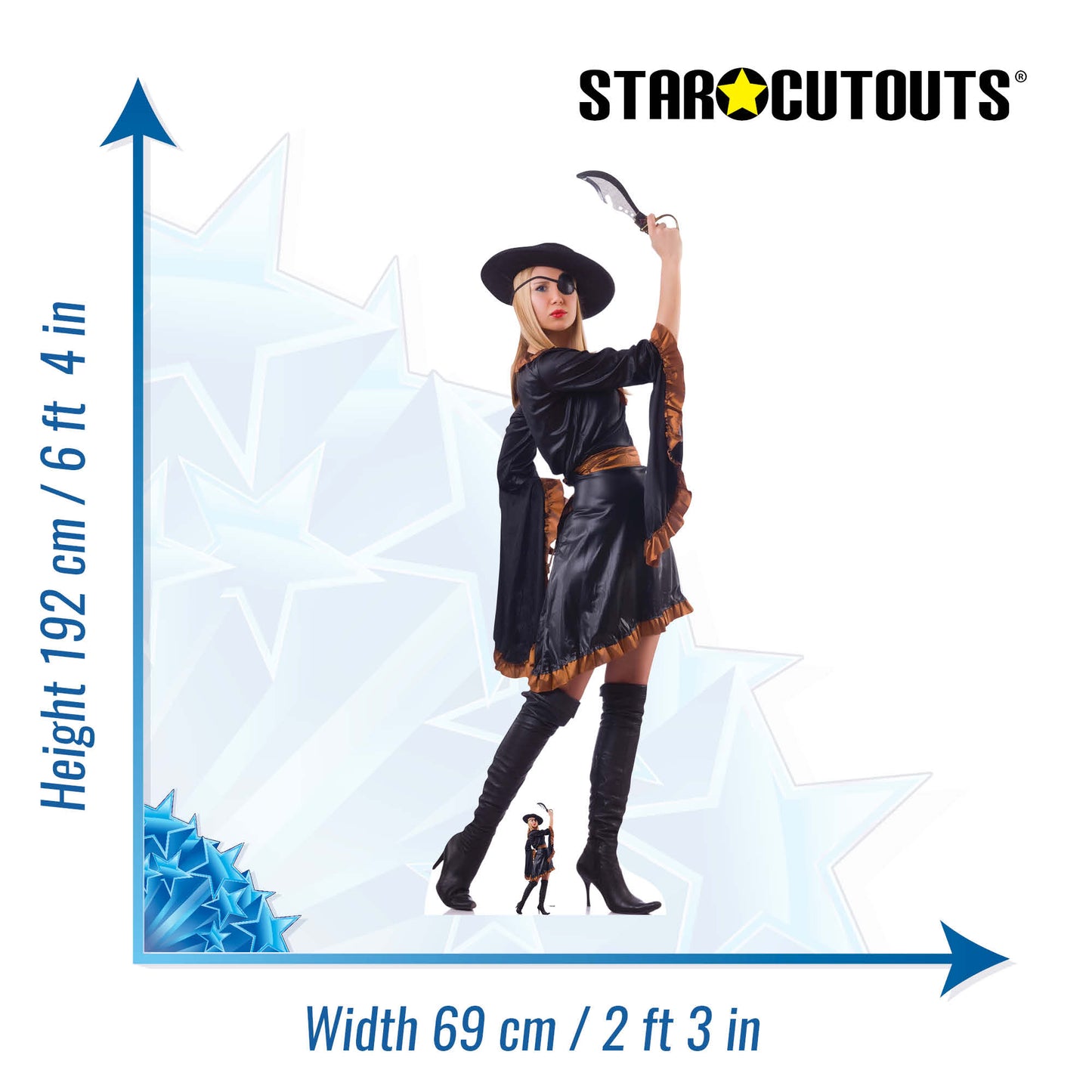 SC2043 Pirate Woman with Sword Cardboard Cut Out Height 192cm