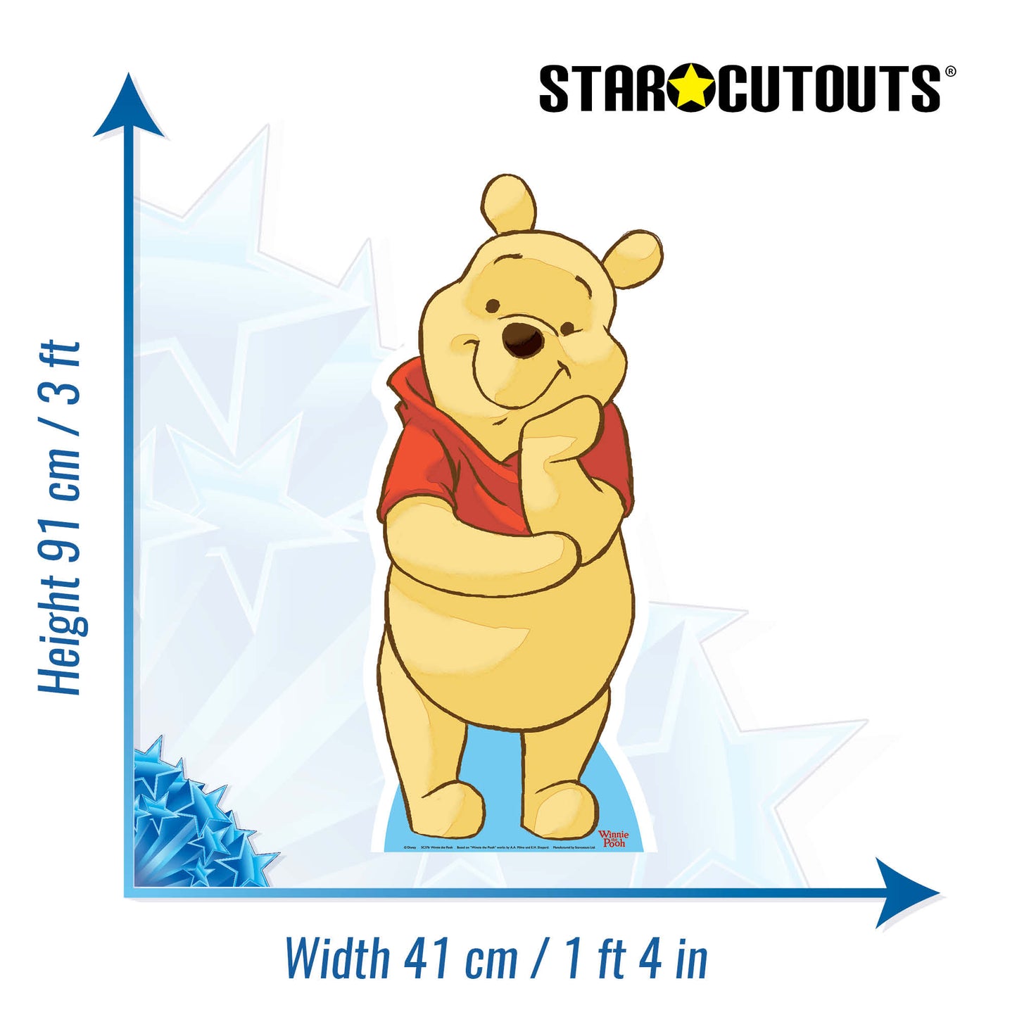 SC376 Winnie the Pooh (Star Mini Cut-out) Cardboard Cut Out Height 91cm