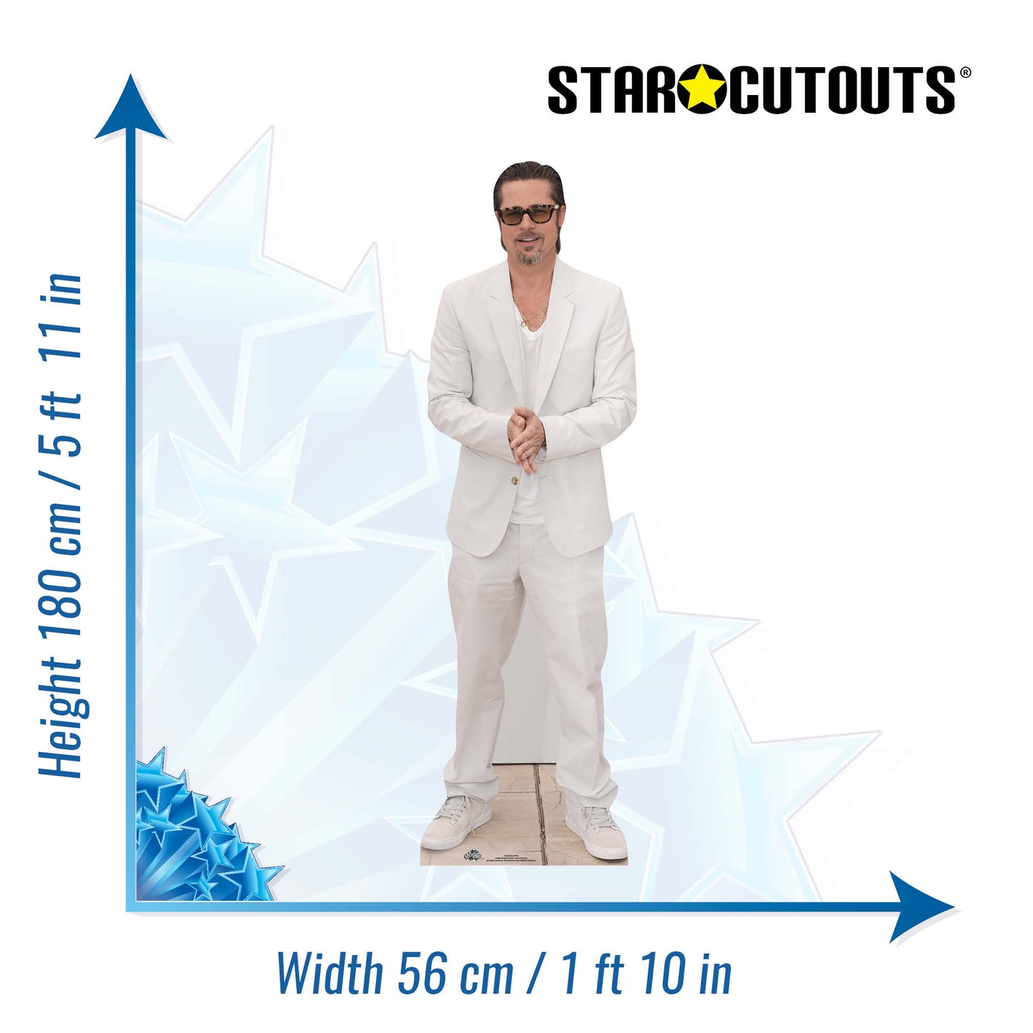 CS442 Brad Pitt Height 180cm Lifesize Cardboard Cut Out With Mini - mycardboardcutout