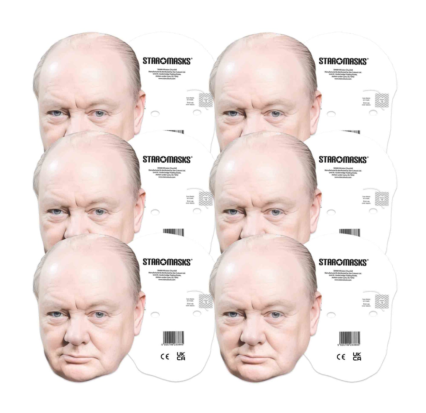 SMP459 Winston Churchill Six Pack Cardboard Face Masks