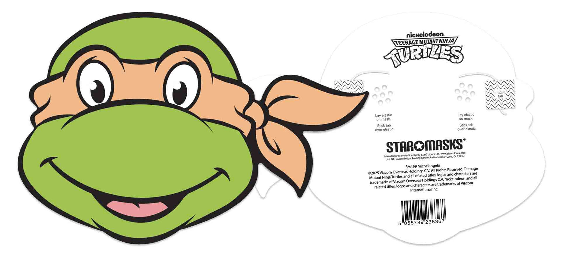 SM499 Michelangelo Mask Teenage Mutant Ninja Turtles Single Cardboard Face Mask