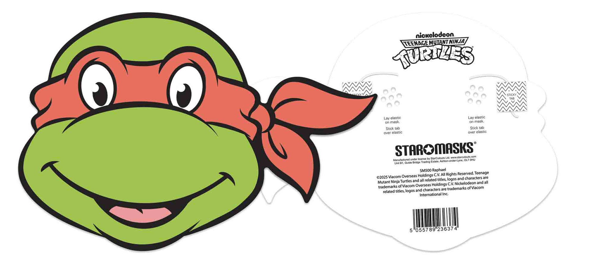SM500 Raphael Mask Teenage Mutant Ninja Turtles Single Cardboard Face Mask