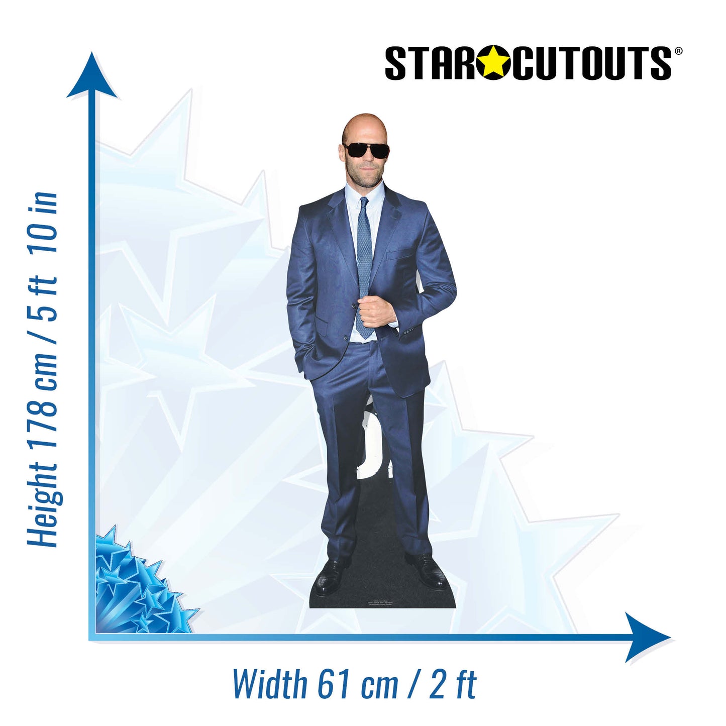 CS553 Jason Statham Height 178cm Lifesize Cardboard Cut Out With Mini - mycardboardcutout