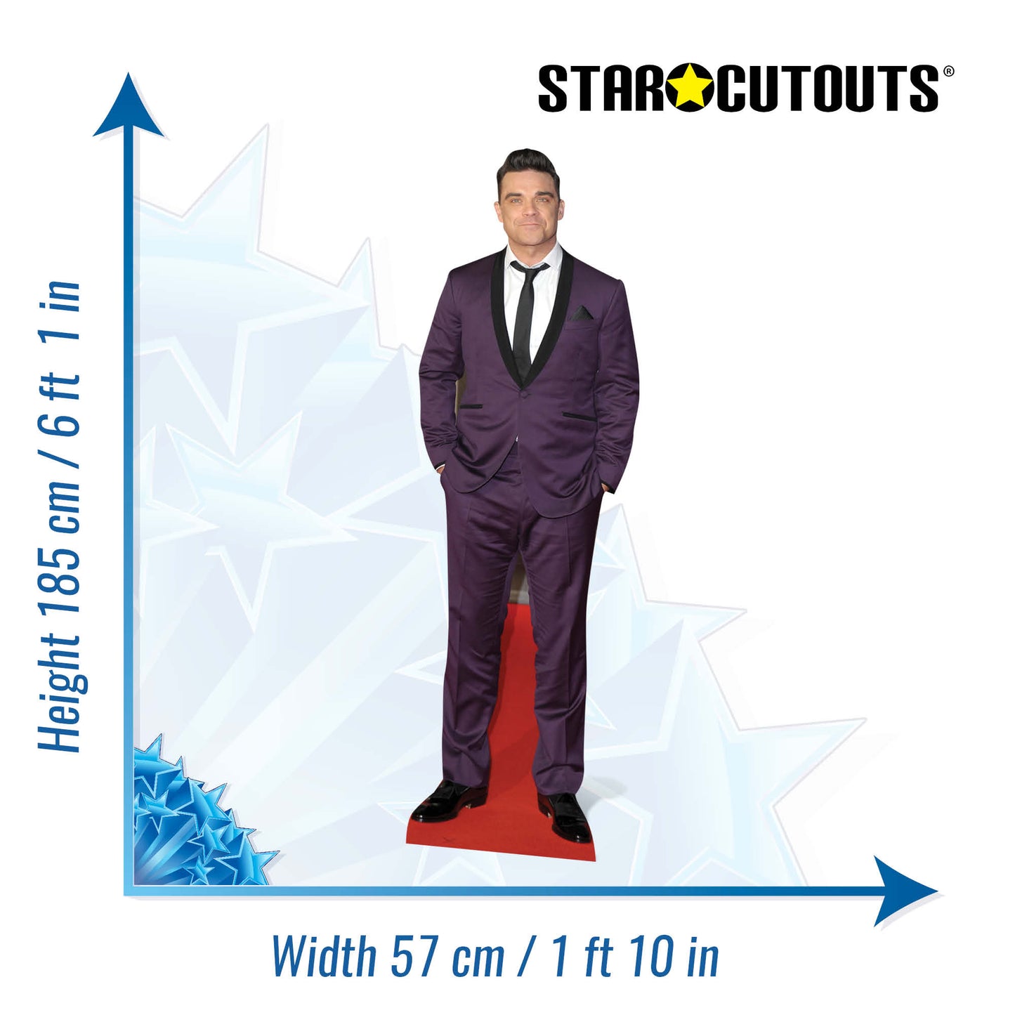 Robbie Williams Singing - Purple Suit Height 185cm Lifesize Cardboard Cutout