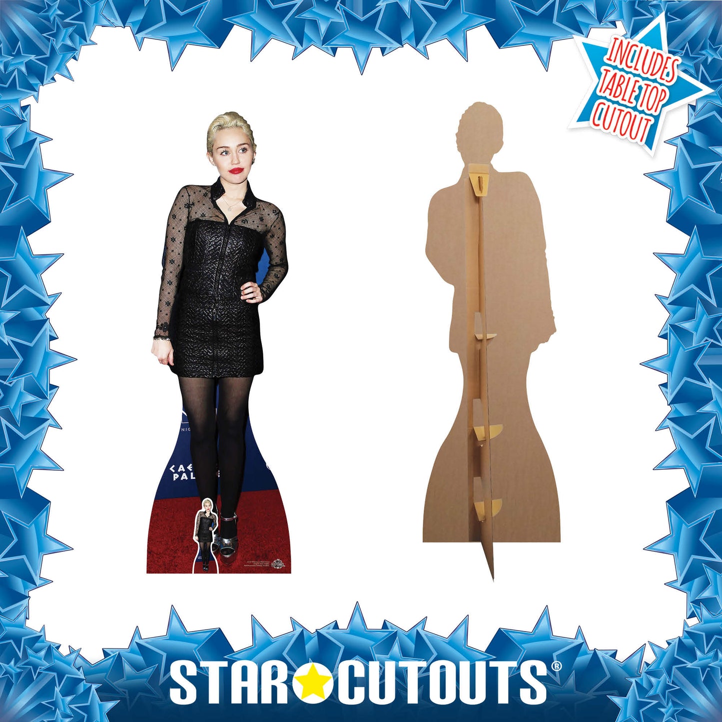 CS707 Miley Cyrus (Black Dress) Height 174cm Lifesize Cardboard Cut Out With Mini