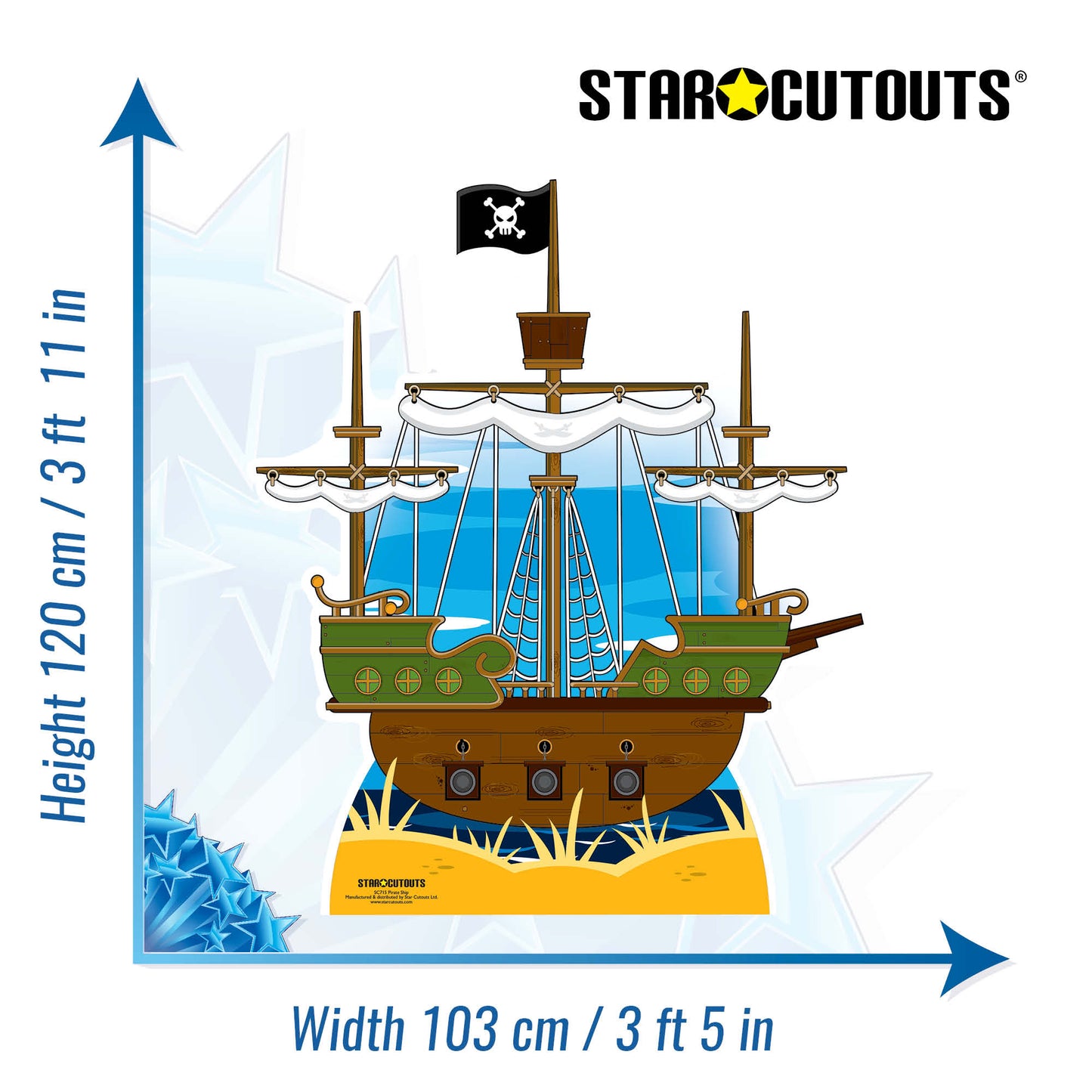 SC715 Pirate Ship Cardboard Cut Out Height 120cm