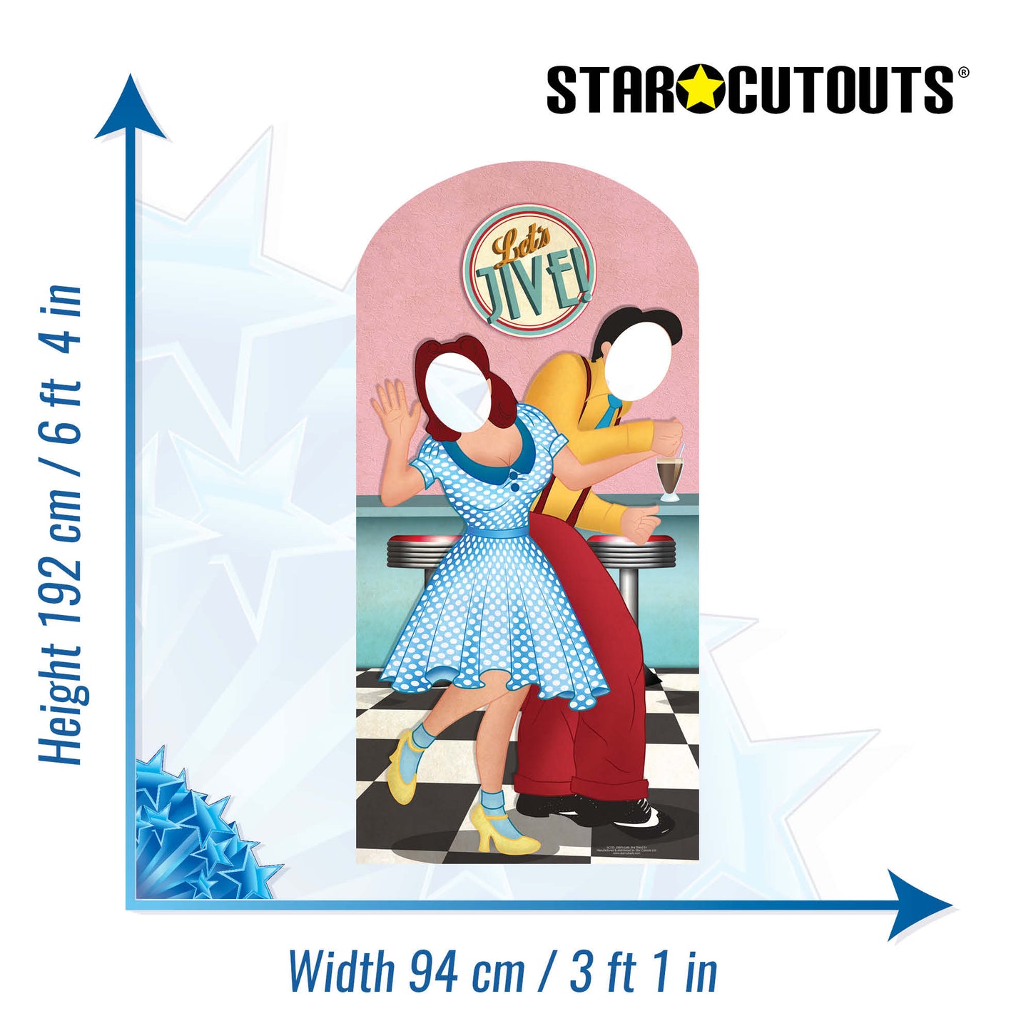 SC725 1950's Lets Jive Stand In Cardboard Cut Out Height 192cm