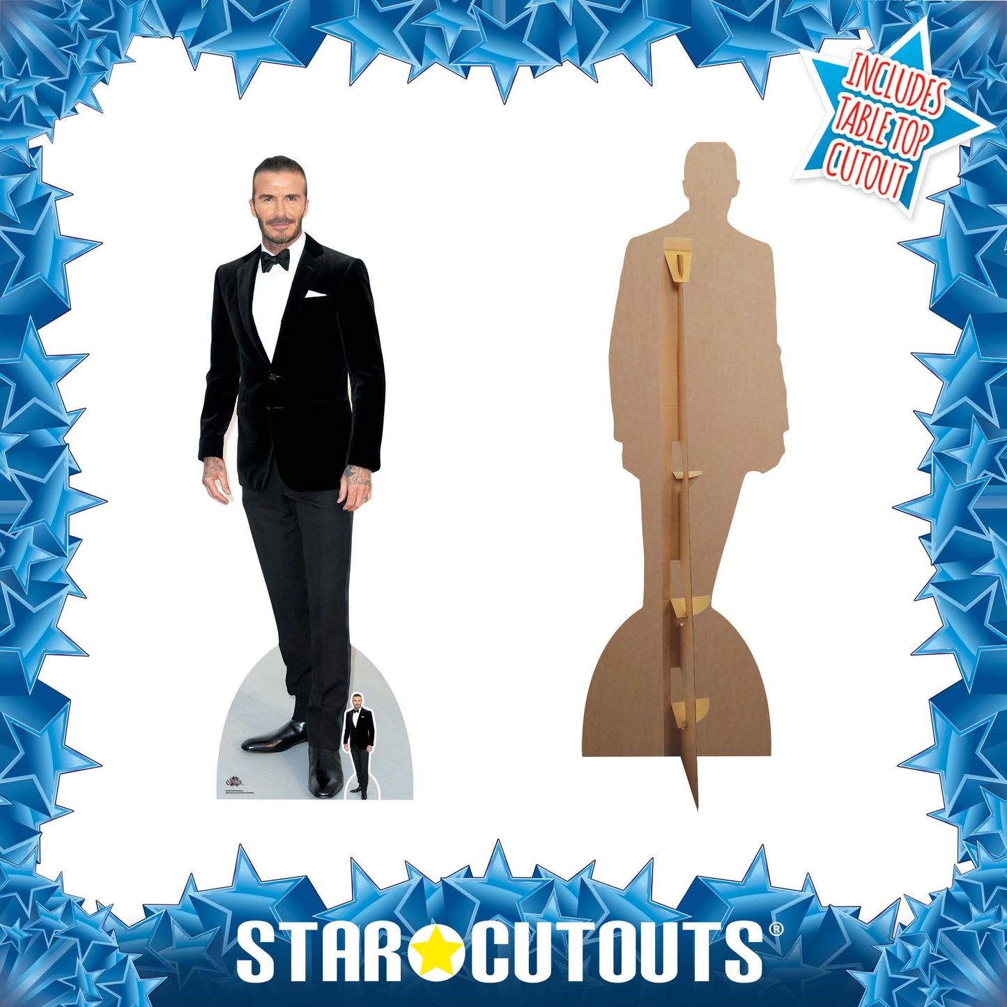 CS782 David Beckham Smart Black Suit Bow Tie Height 186cm Lifesize Cardboard Cut Out With Mini - mycardboardcutout