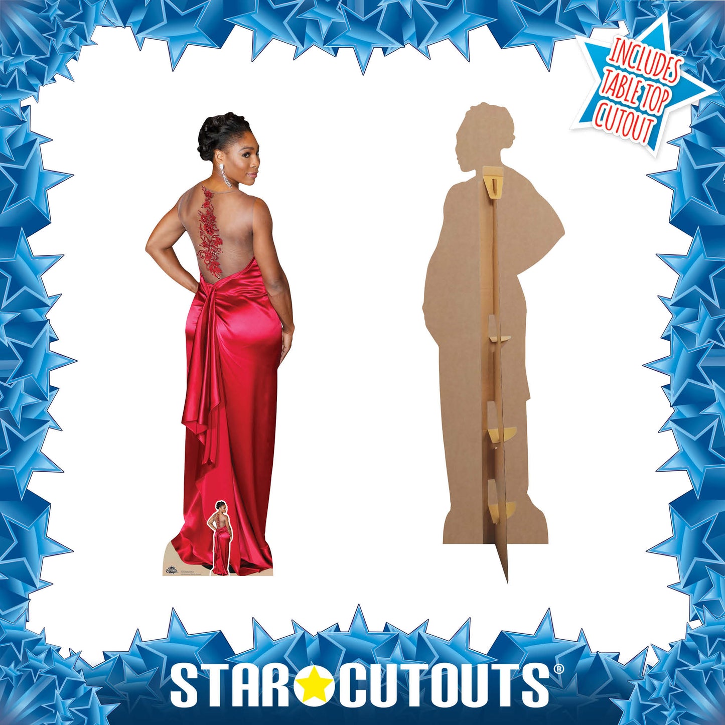 CS796 Serena Williams Red Dress Height 185cm Lifesize Cardboard Cut Out With Mini