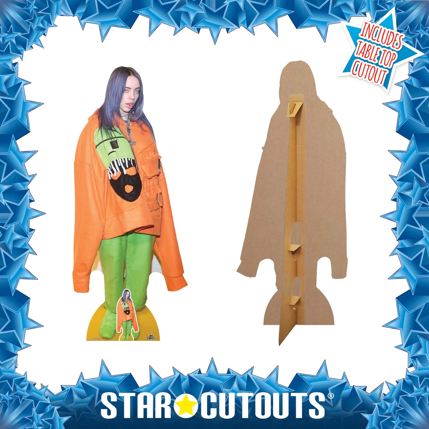 CS814 Billie Eilish Tongue Out Height 163cm Lifesize Cardboard Cut Out With Mini - mycardboardcutout