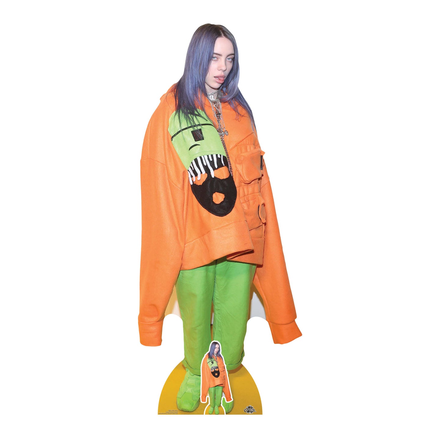 CS814 Billie Eilish Tongue Out Height 163cm Lifesize Cardboard Cut Out With Mini - mycardboardcutout