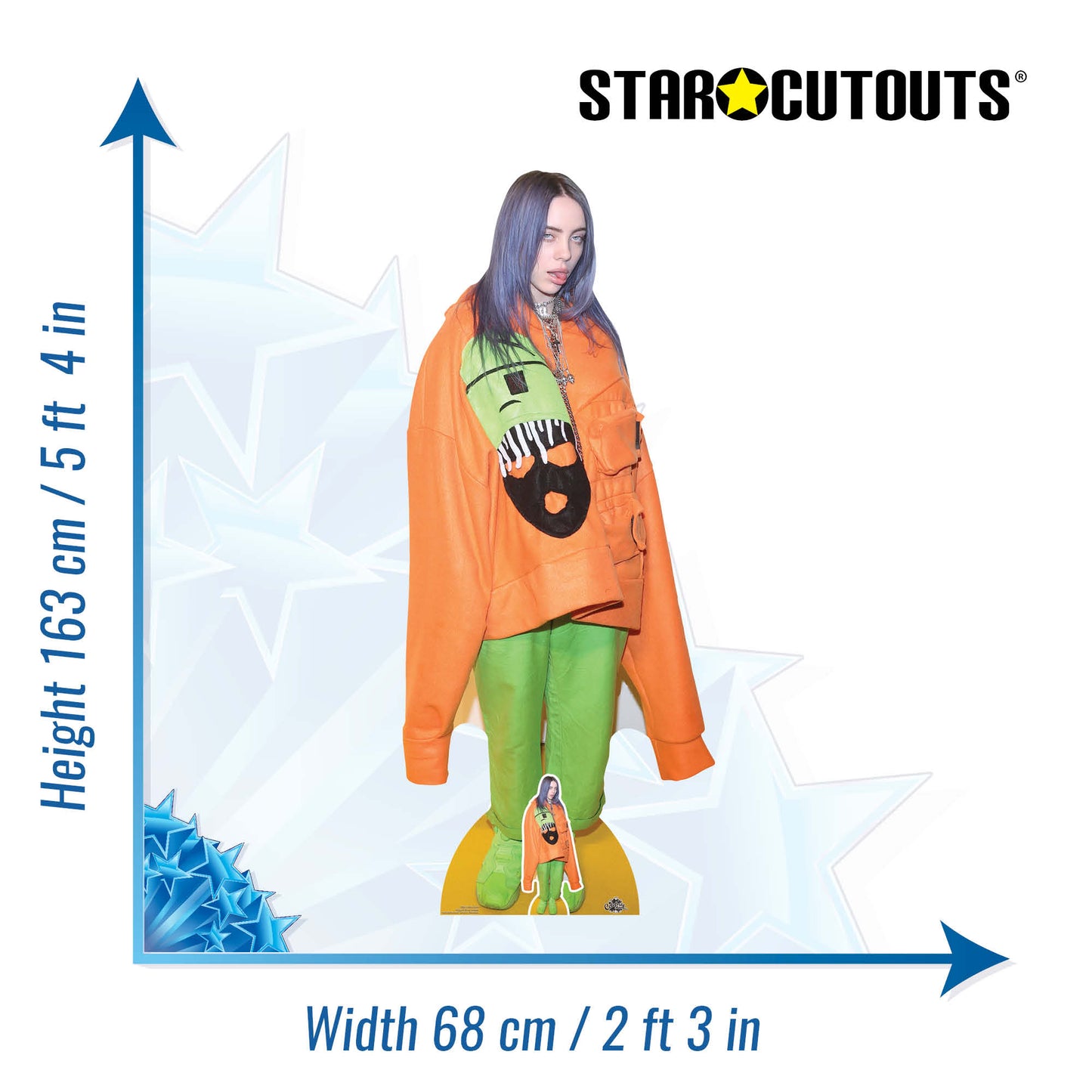 CS814 Billie Eilish Tongue Out Height 163cm Lifesize Cardboard Cut Out With Mini