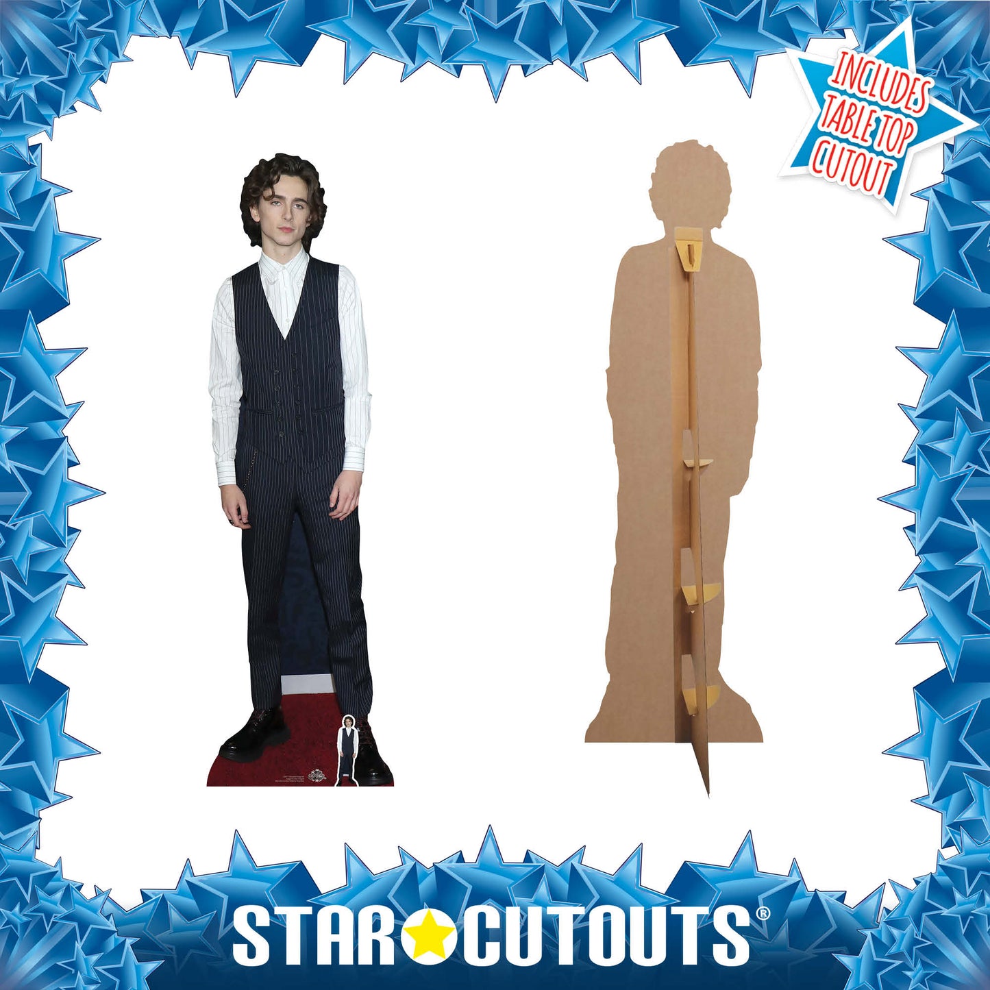 CS817 Timothee Chalamet King Waistcoat Height 179cm Lifesize Cardboard Cut Out With Mini - mycardboardcutout