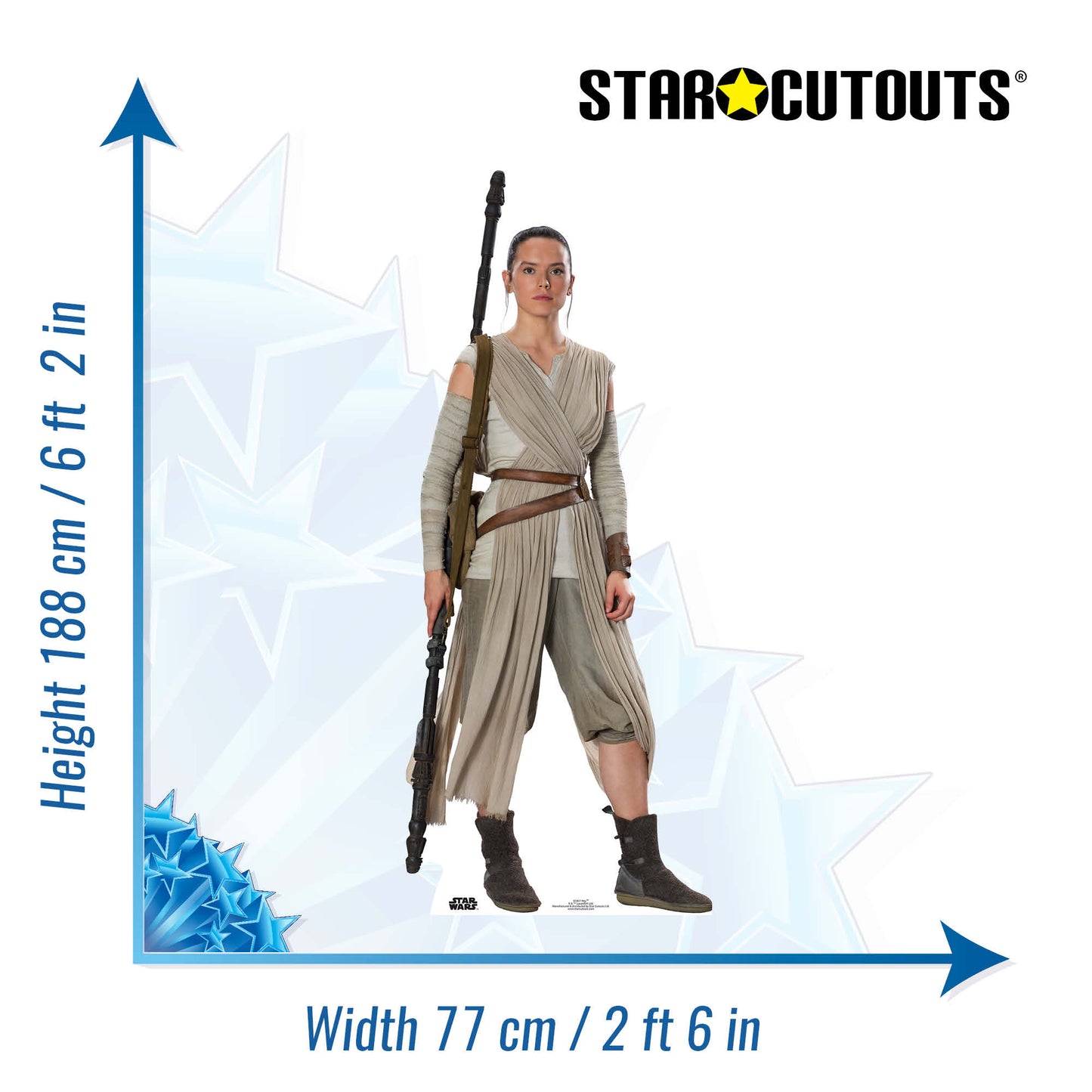 Rey Star Wars The Force Awakens Cardboard Cut Out Height 188cm