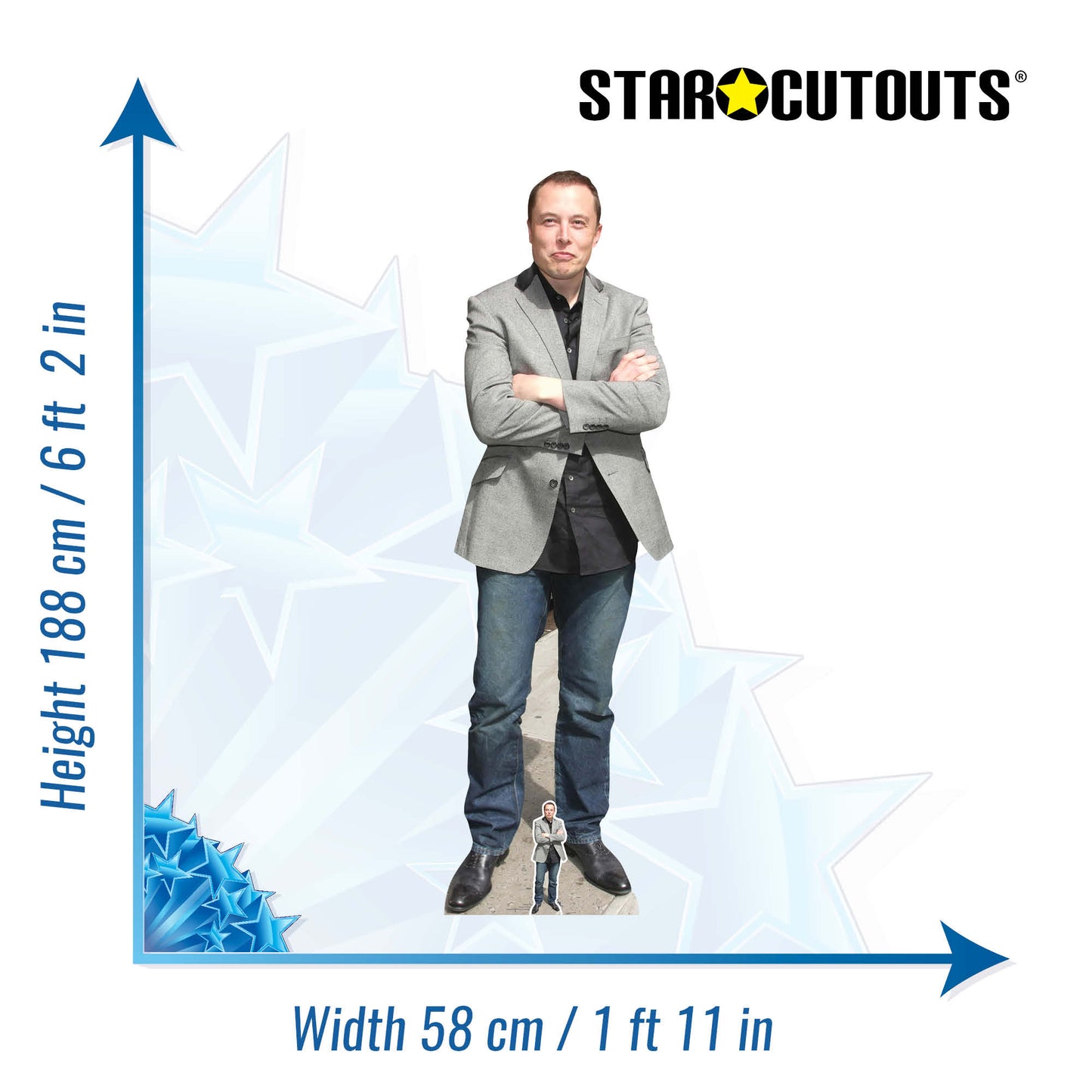 CS860 Elon Musk Height 188cm Lifesize Cardboard Cut Out With Mini