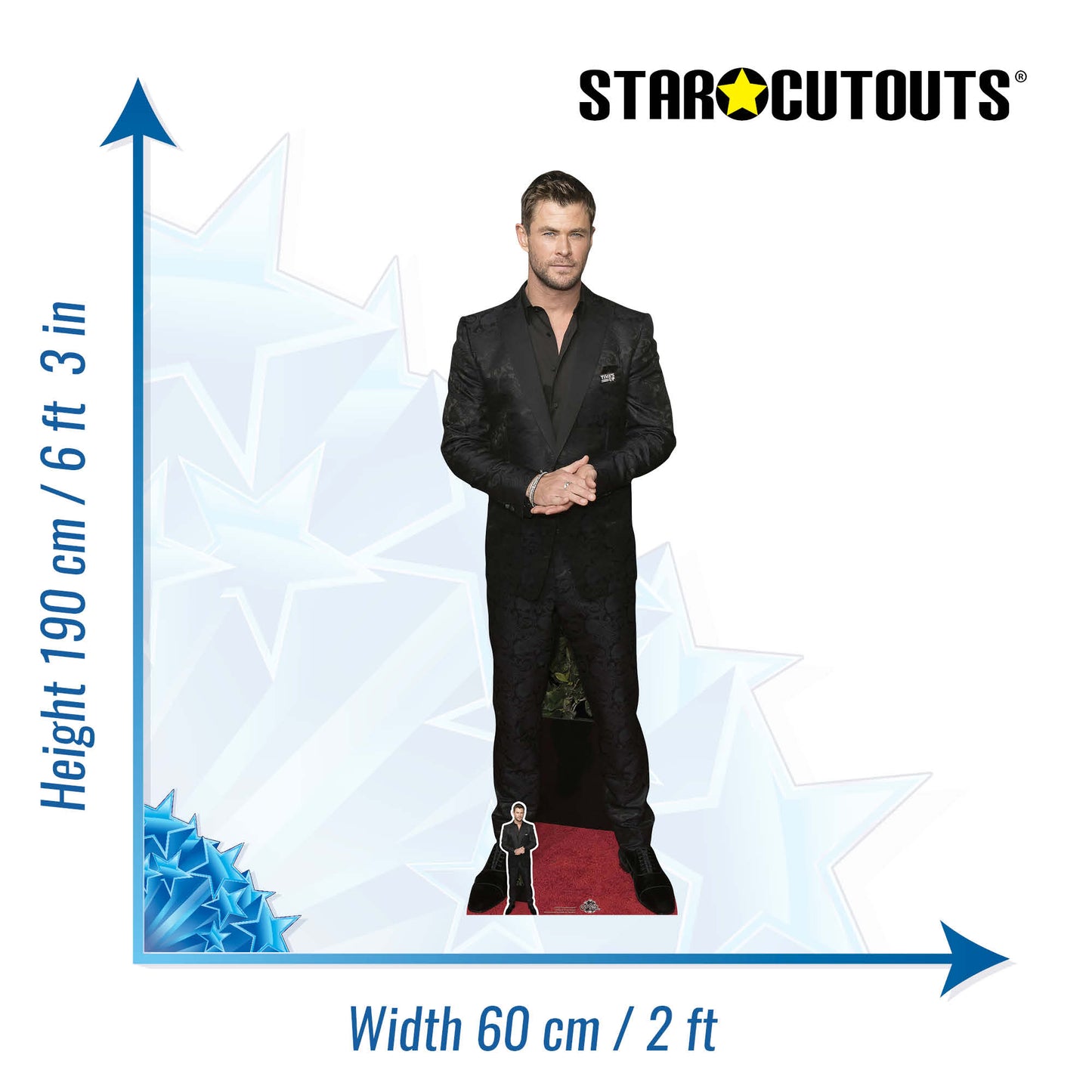CS870 Chris Hemsworth Black Shirt Height 190cm Lifesize Cardboard Cut Out With Mini