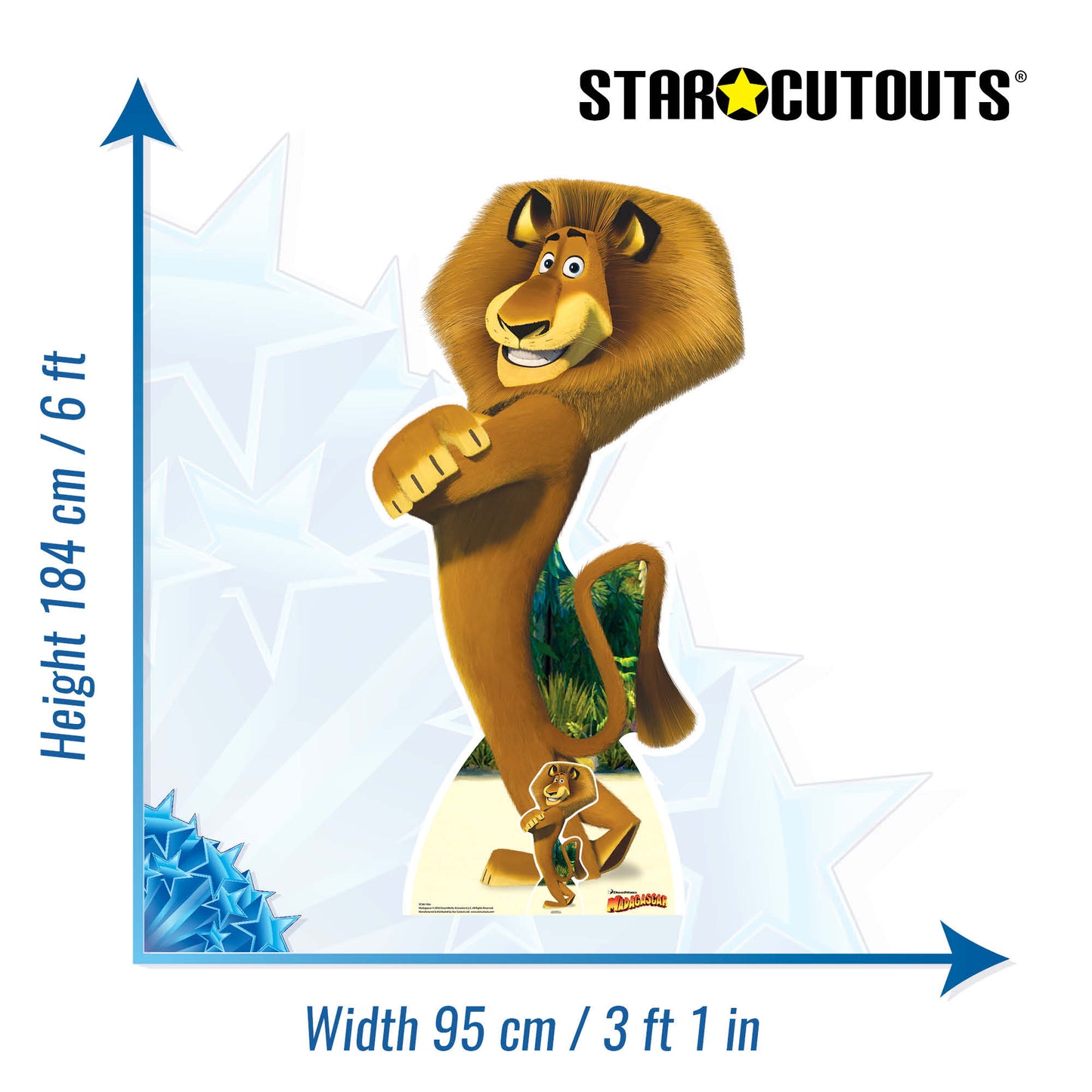 SC967 Alex (Madagascar) Cartoon Animated Lion Cardboard Cut Out Height 184cm