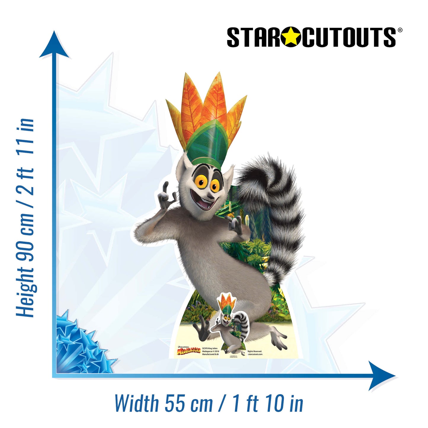 SC970 King Julien Cartoon Animated Grey ring-tailed lemur Cardboard Cut Out Height 90cm