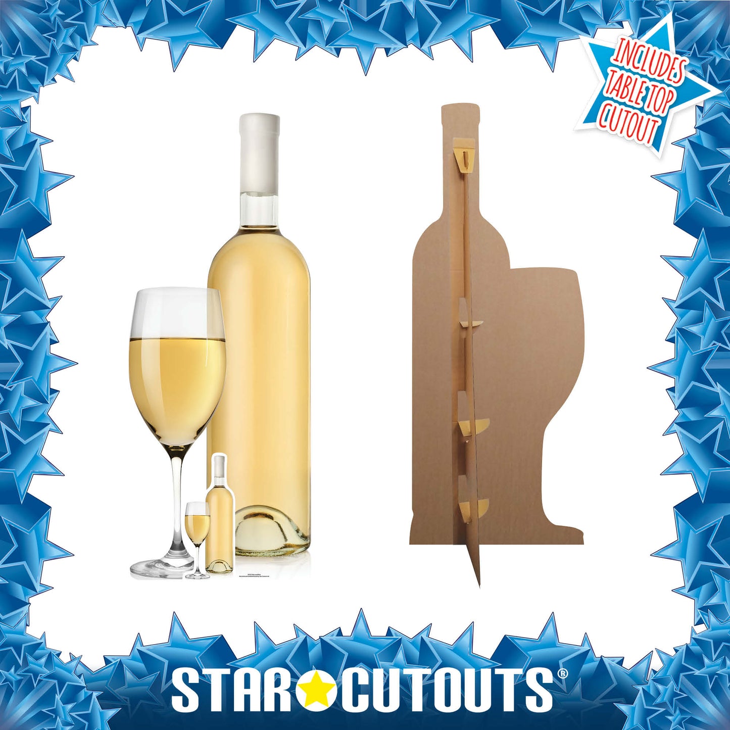 SC977 Glass and White Wine Cardboard Cut Out Height 184cm